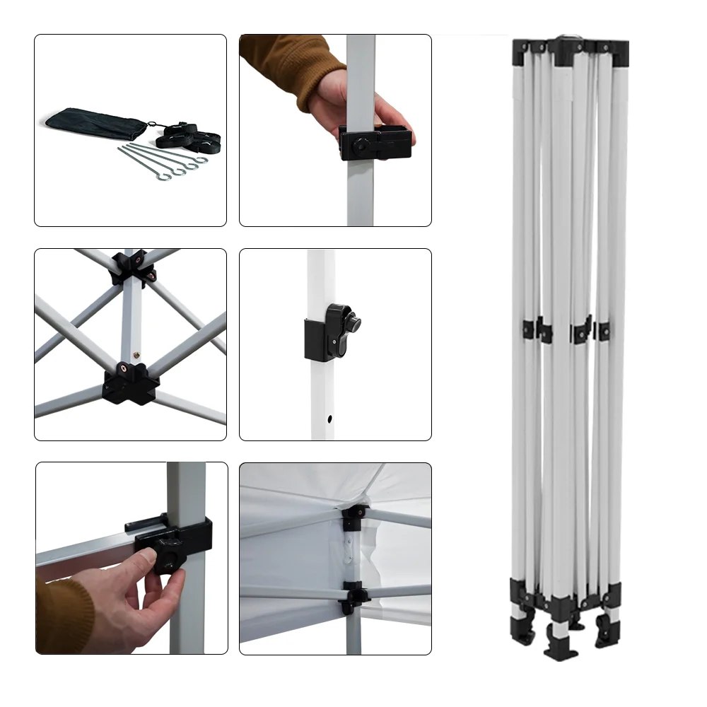 Vispronet 10x10 Canopy Tent Frame, Adjustable Steel Frame, Clearance Height of 7.2ft, Frame Only