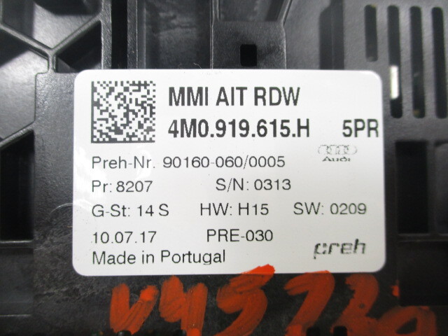 Pre-Owned 17 18 19 Audi Q7 Console Mounted Multimedia Navigation Menu Control OEM LKQ - Verify Specific Vehicle Fitment In Description - (Good)