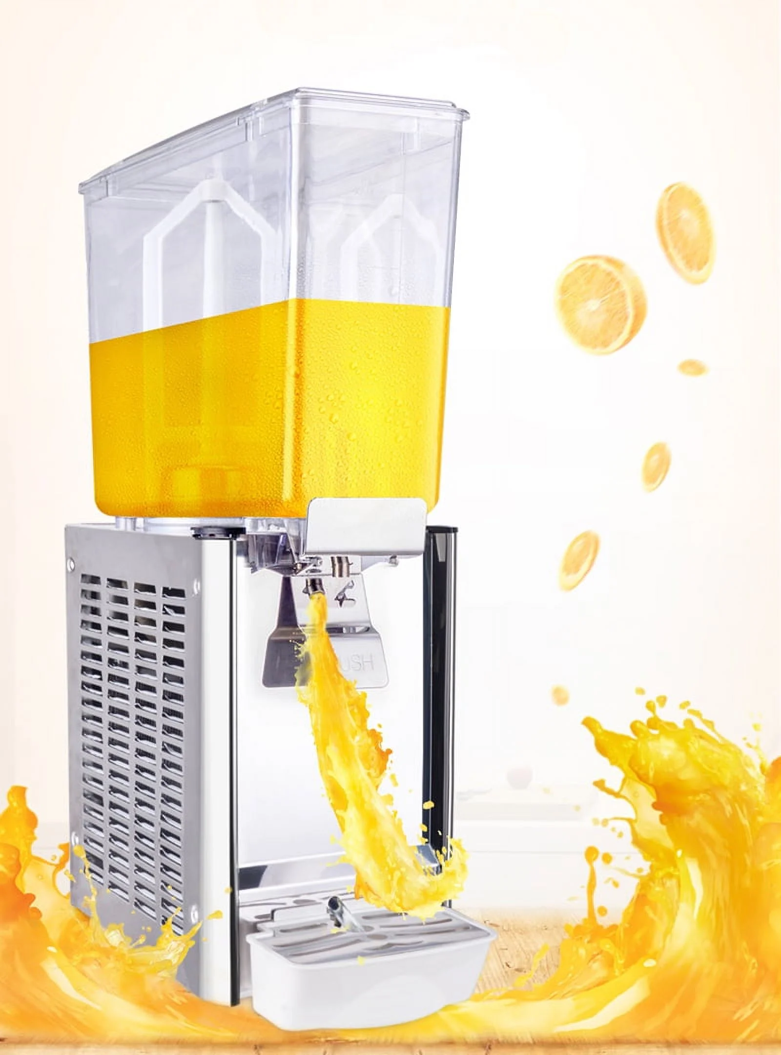 INTSUPERMAI Commercial Self-service Cold Juice Beverage Refrigerated Machine Drink Dispenser Single Cylinder Cafeteria Restaurant 12L