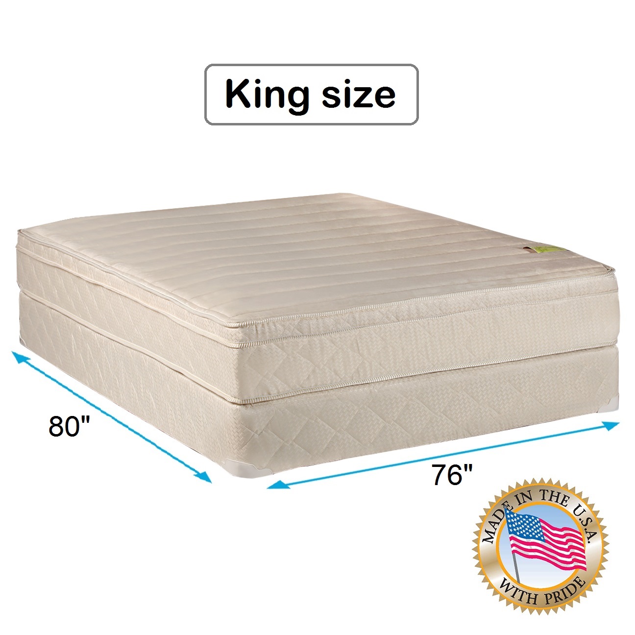 Dream Sleep Comfort Pedic Firm Eurotop Mattress set with Mattress Protector Included - Innerspring coils, Orthopedic, Longlasting by Dream Solutions USA (King 76