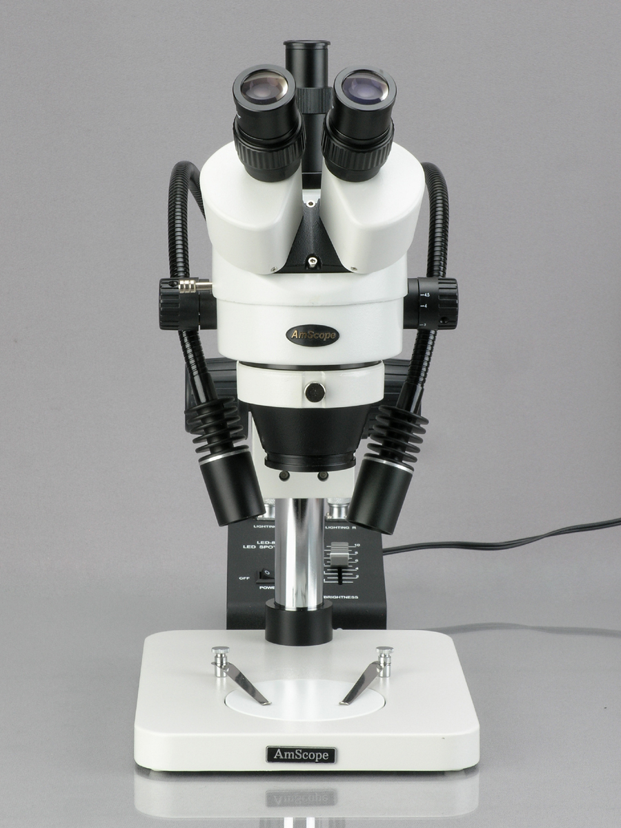 AmScope 7X-45X LED Two Gooseneck Light Zoom Stereo Microscope + 1.3MP USB Digital Camera New