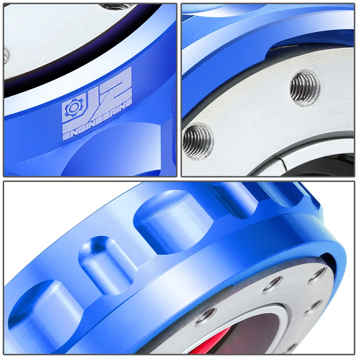 J2 Engineering J2-QR-ZTL-9070-BL Universal Fits 6 Bolt 70 / 74mm Steering Wheel Quick Release Hubs Adapter Blue