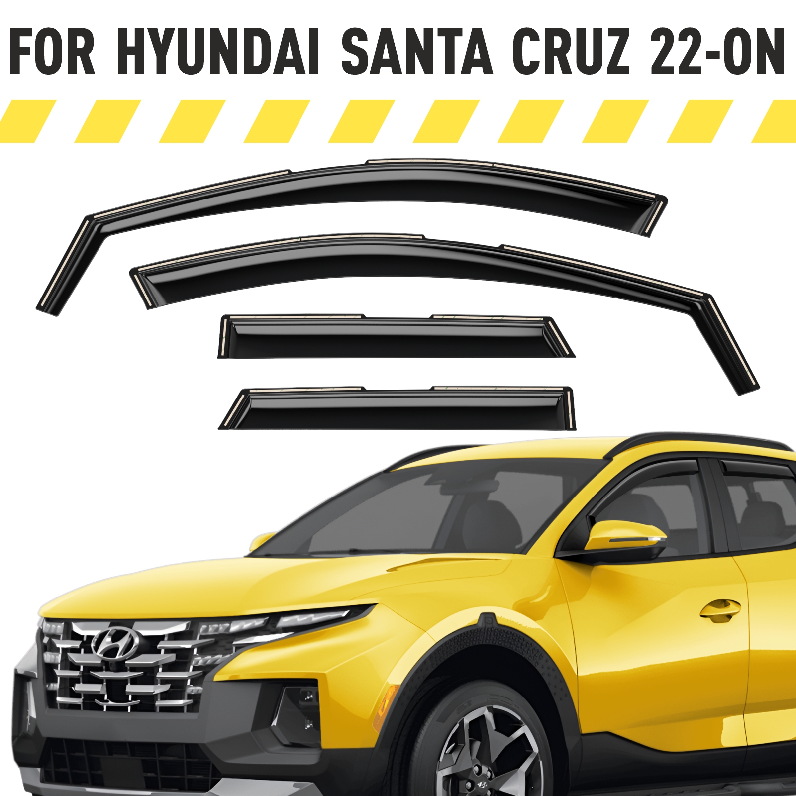 AEROGUYS In-channel Window Deflectors Extra Durable Window Visors Rain Guards Fit for Hyundai Santa Cruz 2022-2024 Hatchback, Sun Visors, Wind Vent Visors, Car Accessories - 4pcs. AG0482