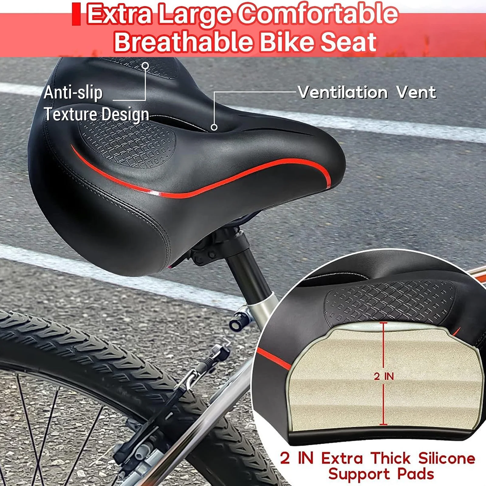 Dazzduo Bicycle saddles,Bike Seat Widen Bike seat Breathable Widen Saddle Dual Breathable Bike Seat Saddle Dual Ball Saddles HUIOP SIUKE