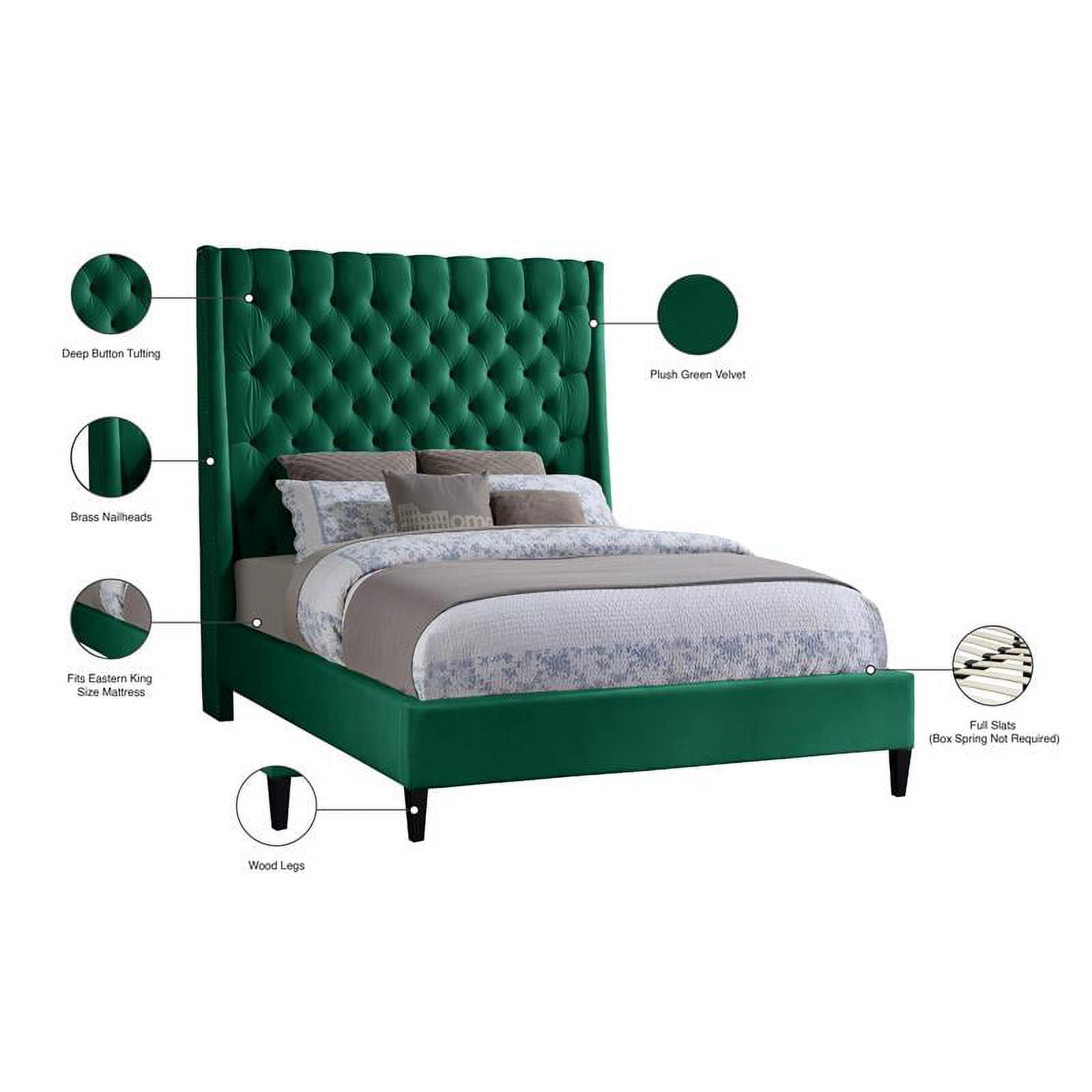 Meridian Furniture Fritz Green Velvet King Bed