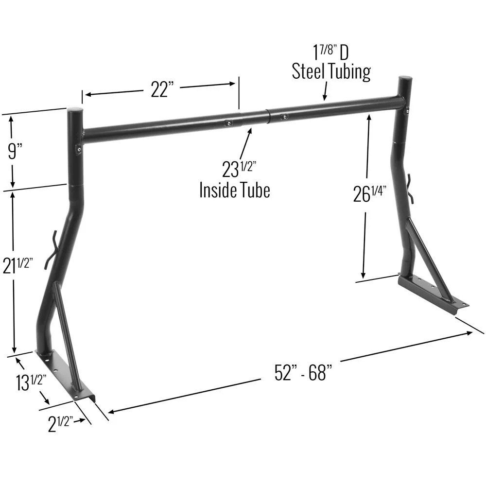 Apex ALRHADLX Adjustable Aluminum Pickup Truck Utility and Headache Rack - 500 lb Cap