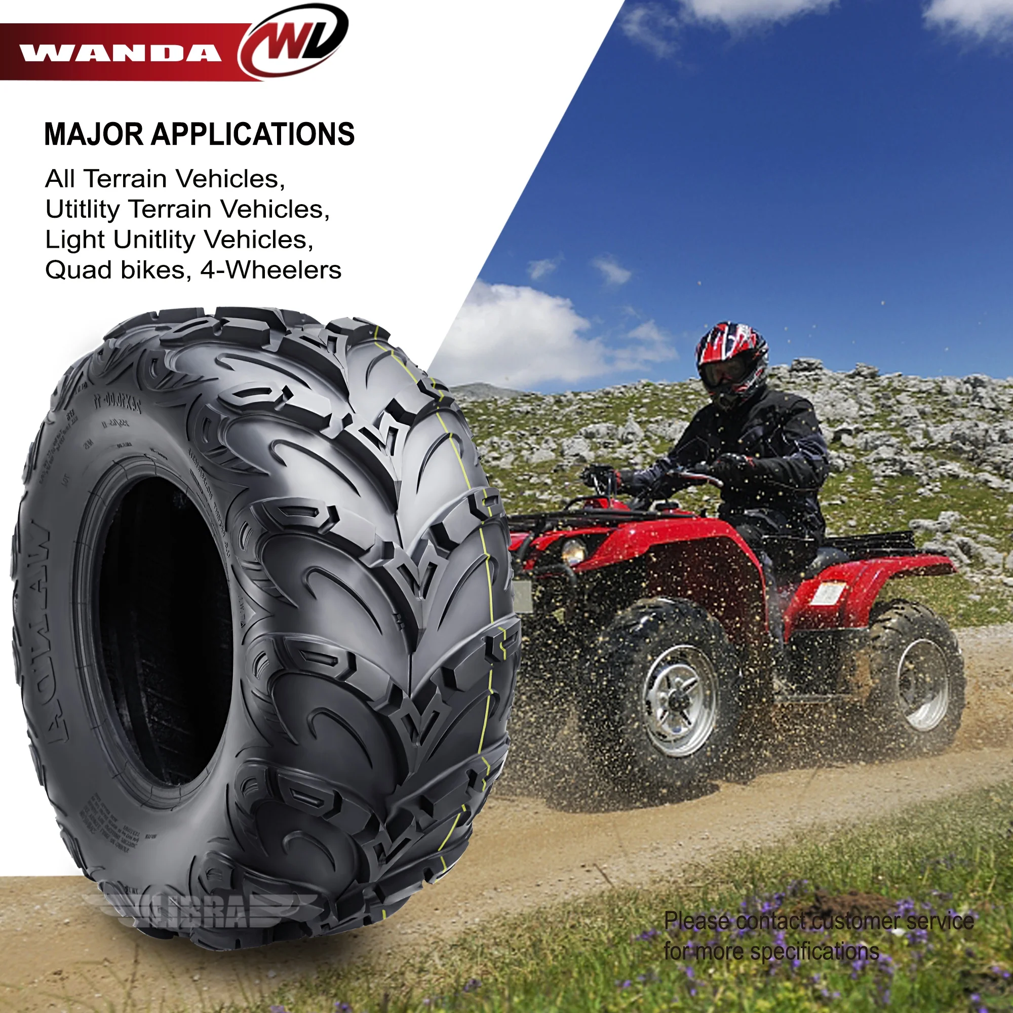 WANDA Premium 8 Ply ATV / UTV Tires 24x11-10 24x11x10 Mud Sling, Set 2