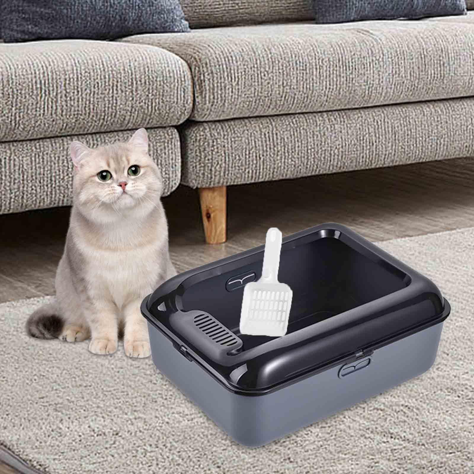 DOLITY Cat Litter Bedpan Easy to Sandbox Open Top Pet Litter Tray Gray L
