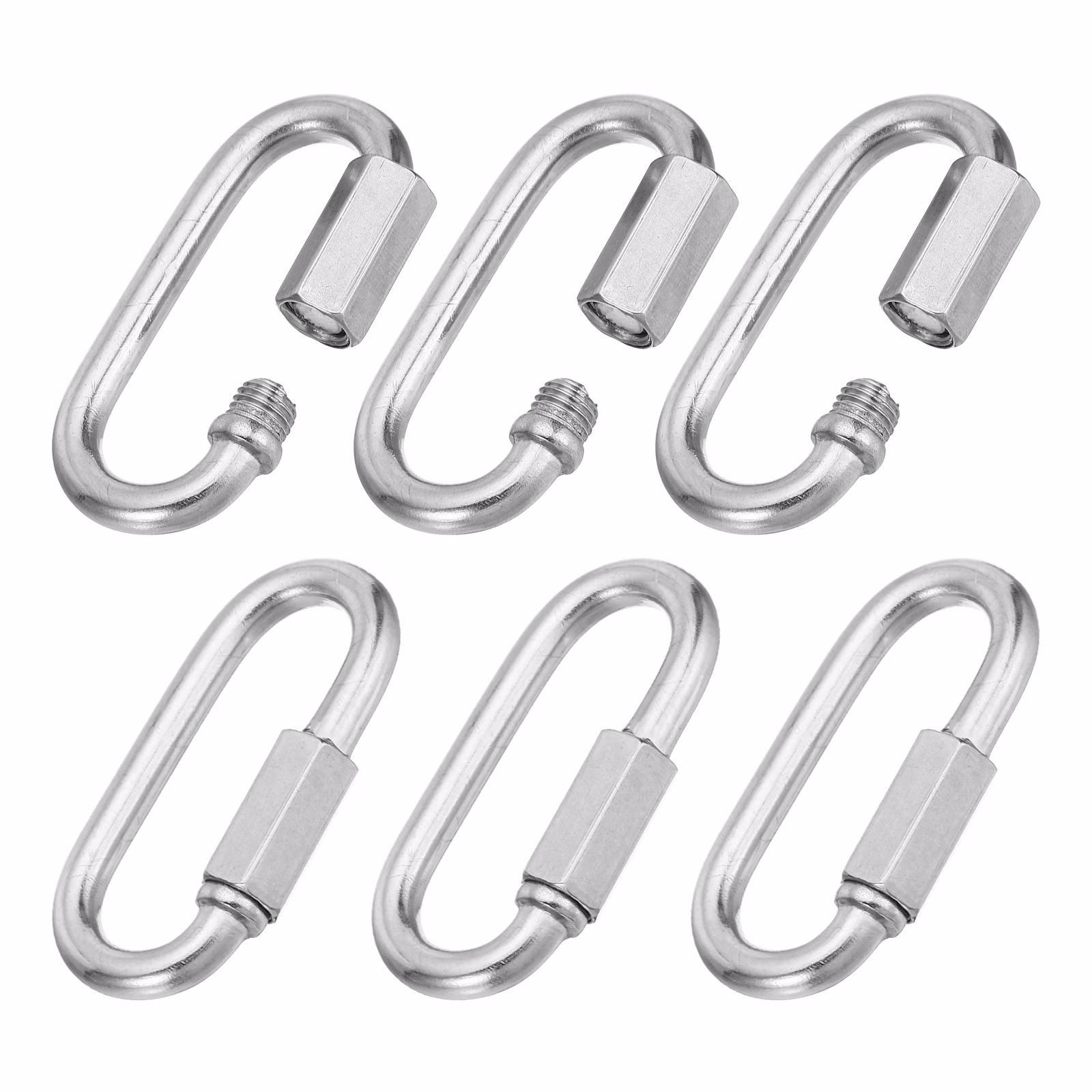 Uxcell 6mm 304 Stainless Steel Chain Quick Links Screw Locking Chain Connector Oval D Ring Hook Clips 882 Lbs 6 Pack