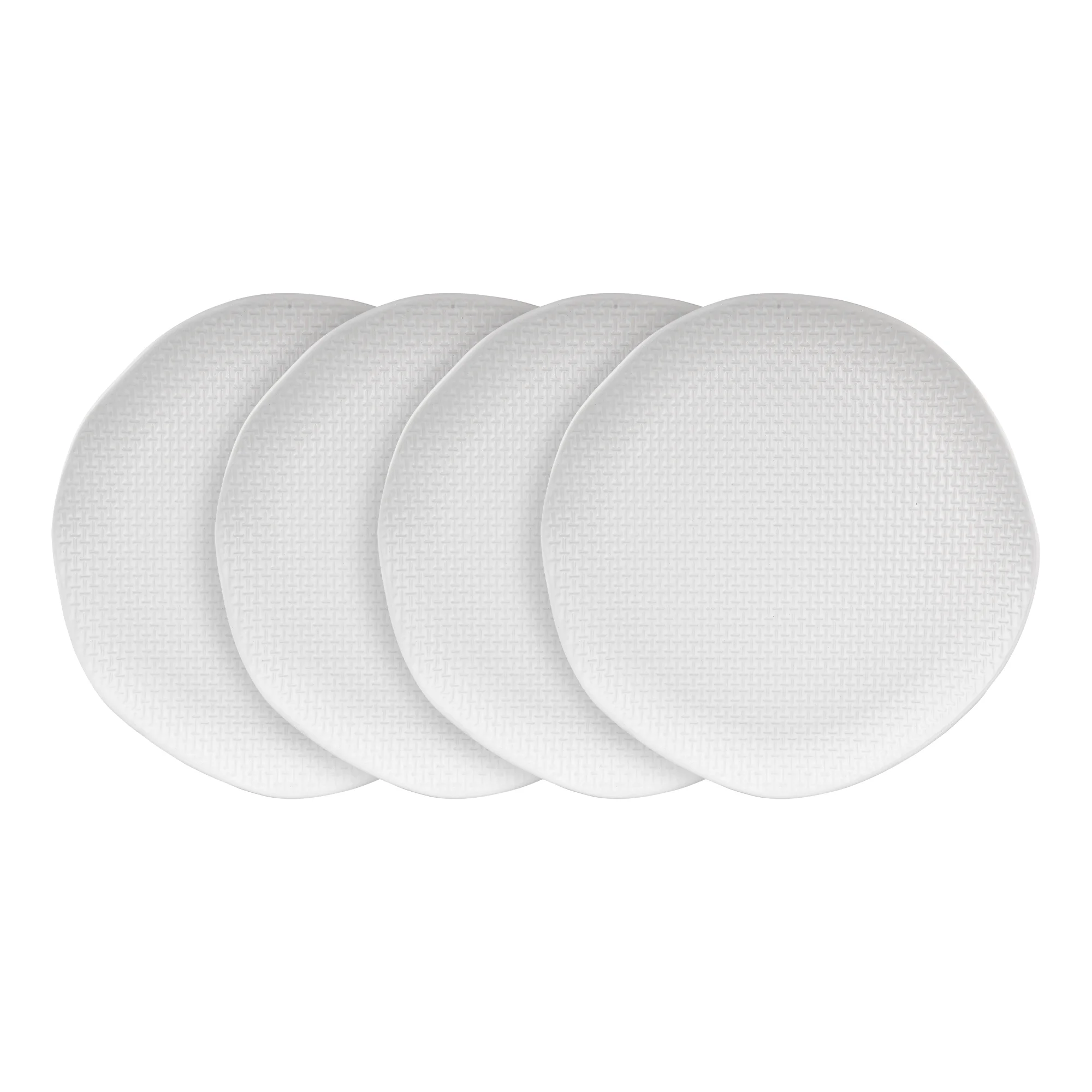 Stone Lain Abigail Stoneware Dinner Plate Replacements, 4 Count, White Basket Weave