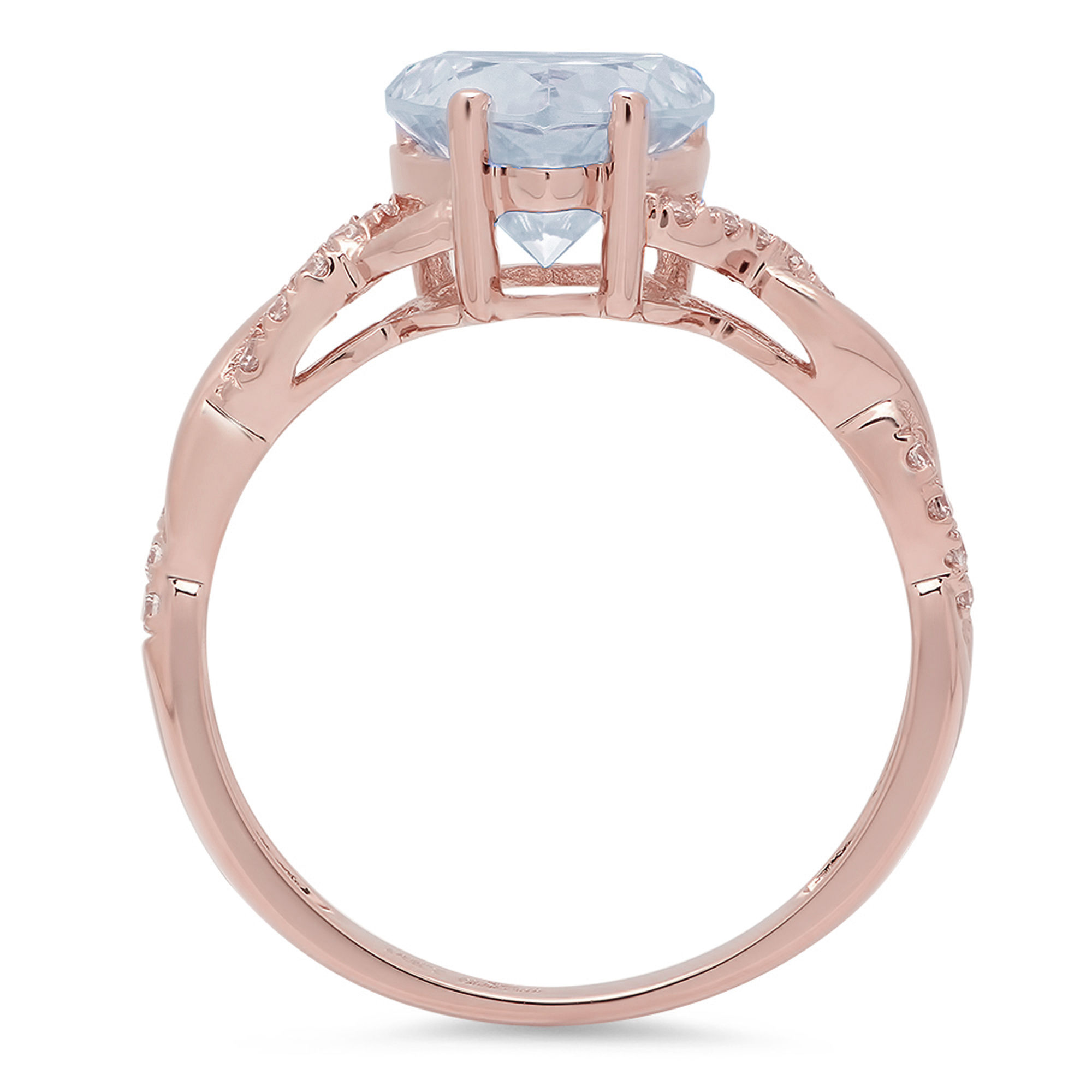2.1 ct Brilliant Heart Cut Natural Swiss Blue Topaz 14k Rose Gold Solitaire with Accents Ring SZ 3.75