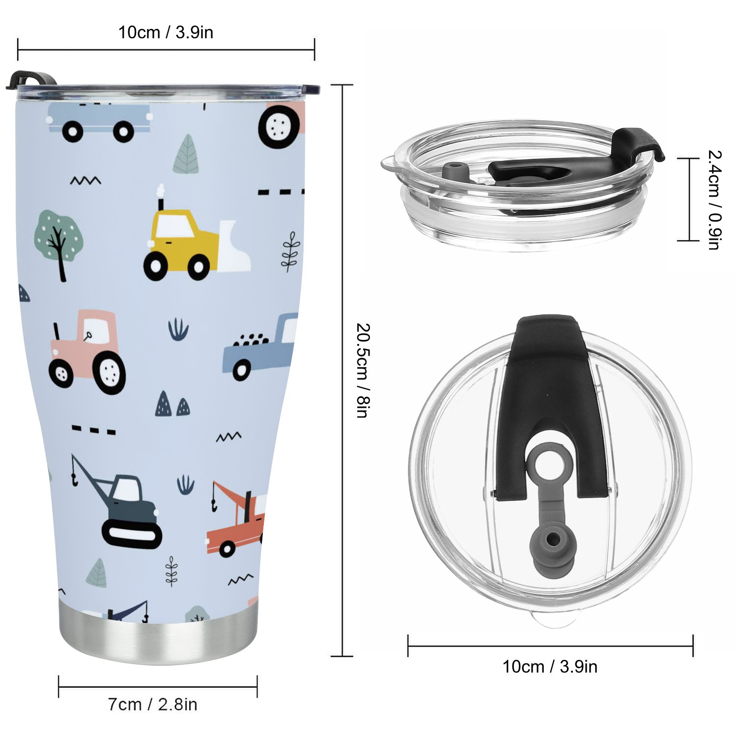 Hidove Stainless Steel Tumbler, Car Print 30oz Leak Proof & Stainless Steel Bottle for Hot & Cold Drinks - Coffee Travel Mug, Water Metal Canteen, Thermal Cup