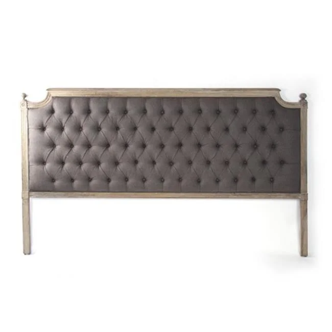 Zentique  Louis Tufted Headboard- King - Aubergine Linen - 84.75 x 53.5 x 2.75 in.