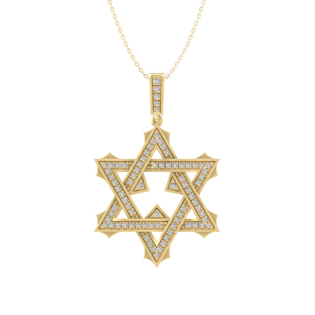 ARAIYA FINE JEWELRY 14K Yellow Gold Diamond Star Pendant with Gold Plated Silver Cable Chain Necklace (1/2 cttw, I-J Color, I2-I3 Clarity) 18