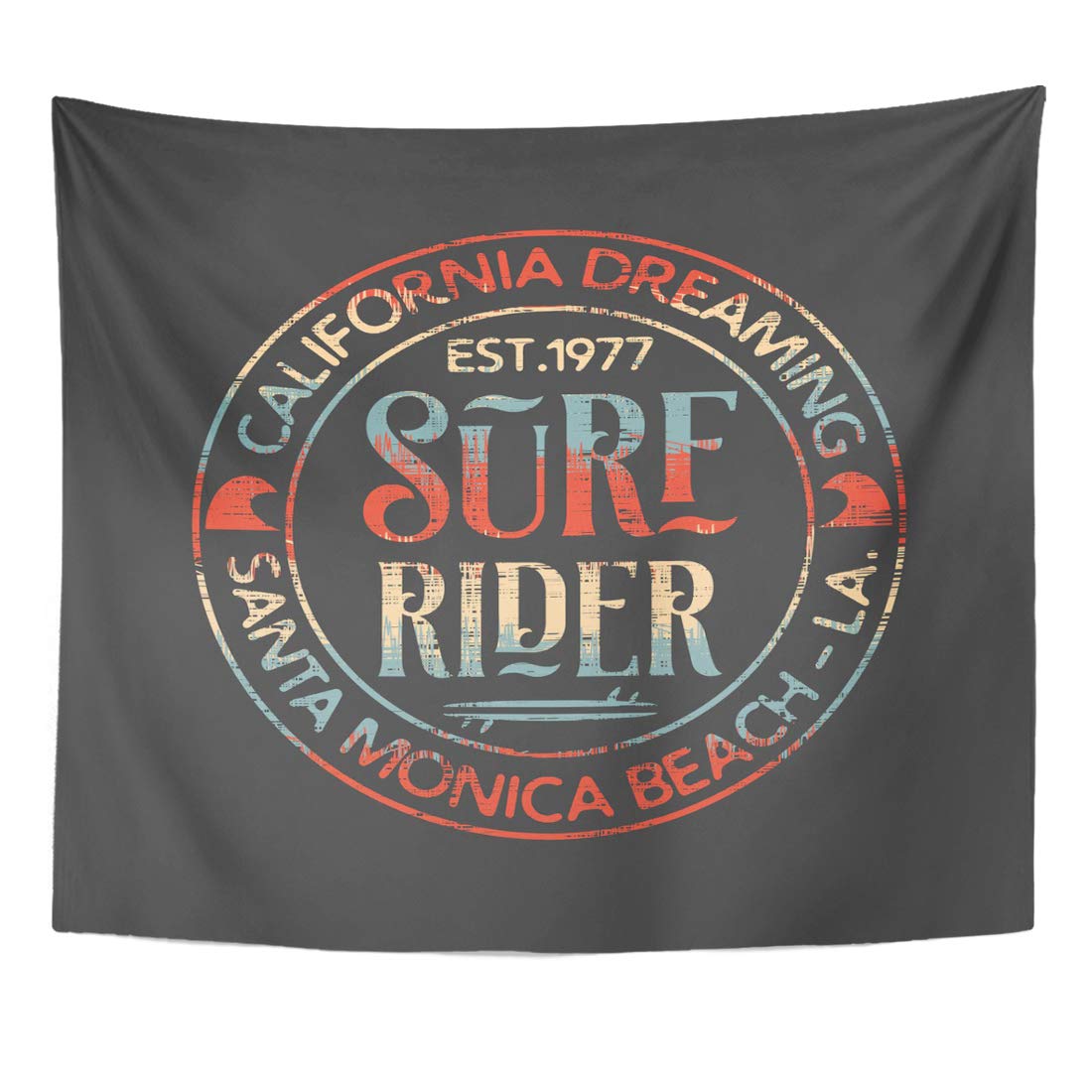 UFAEZU Surf Rider and Surfing in California Malibu Beach Vintage Wall Art Hanging Tapestry Home Decor for Living Room Bedroom Dorm 51x60 inch