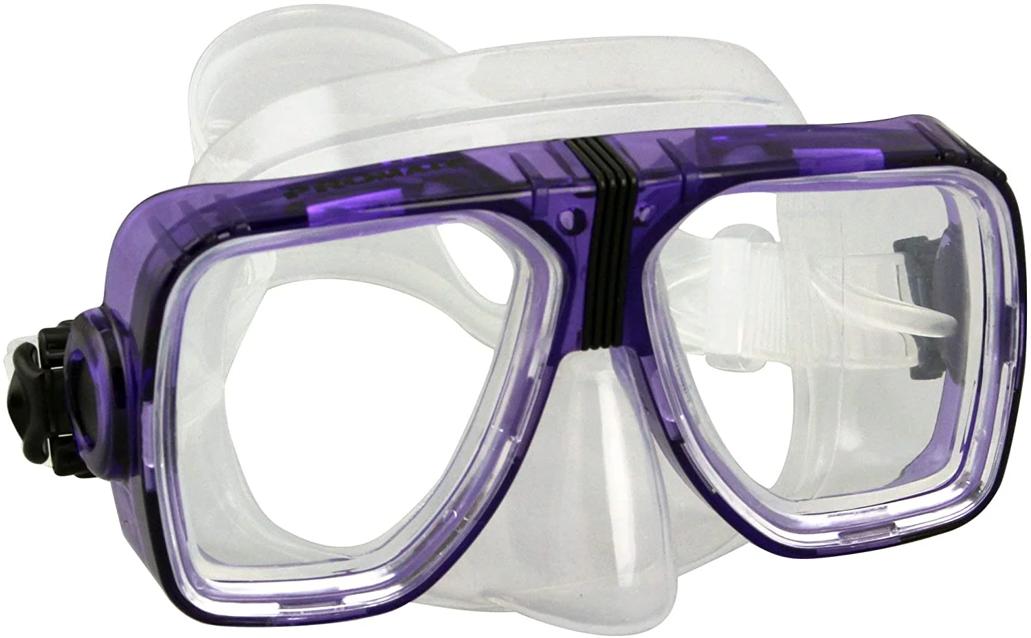 Promate Scope Prescription Scuba Diving Snorkeling Mask with Progressive Gauge Reader, tPurple, BI+3.0