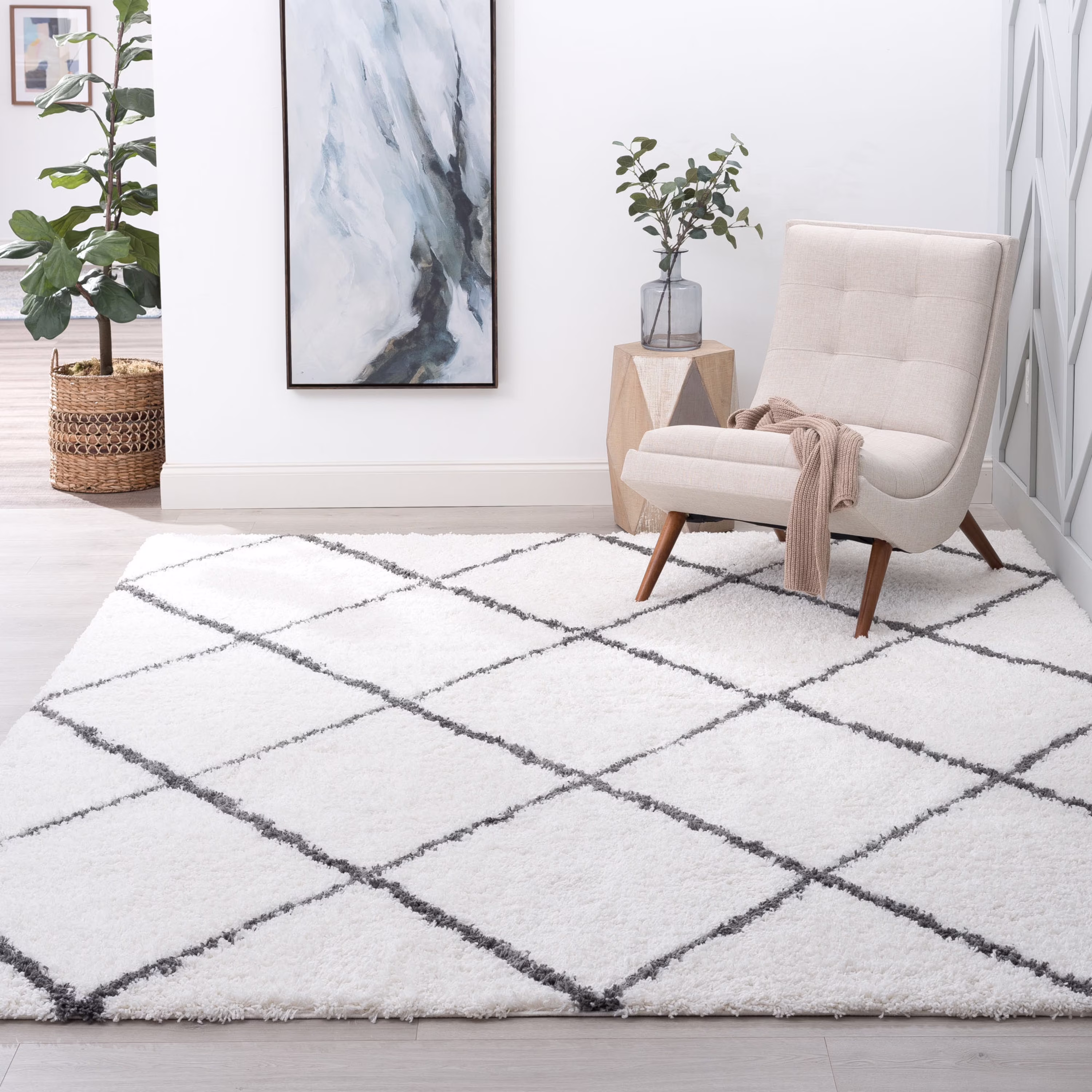 8x10 Modern White Large Area Rugs for Living Room | Bedroom Rug | Dining Room Rug | Indoor Entry or Entryway Rug | Kitchen Rug | Alfombras para Salas 7'10'' x 10'2''