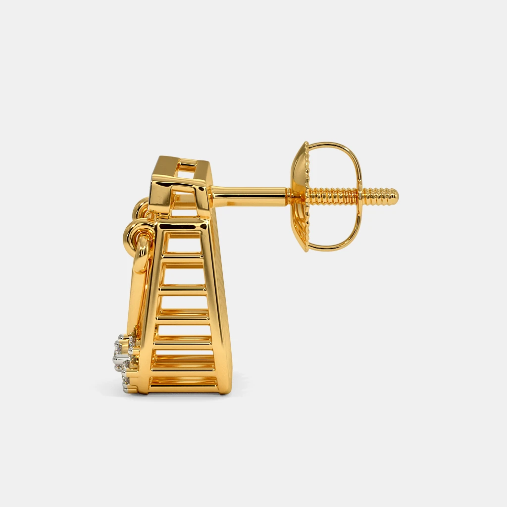 SILBERO INDIA Jacobella Purse Stud Earrings, Diamond Earrings In 18Kt Yellow Gold (5.39 gram) with Diamonds (0.2360 Ct)