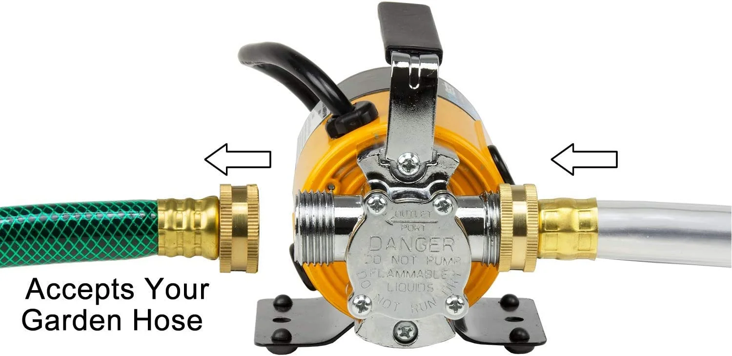 Hot Tub Spa Draining Pump with 10ft ClearView Suction Hose - 120V electric water transfer utility pump