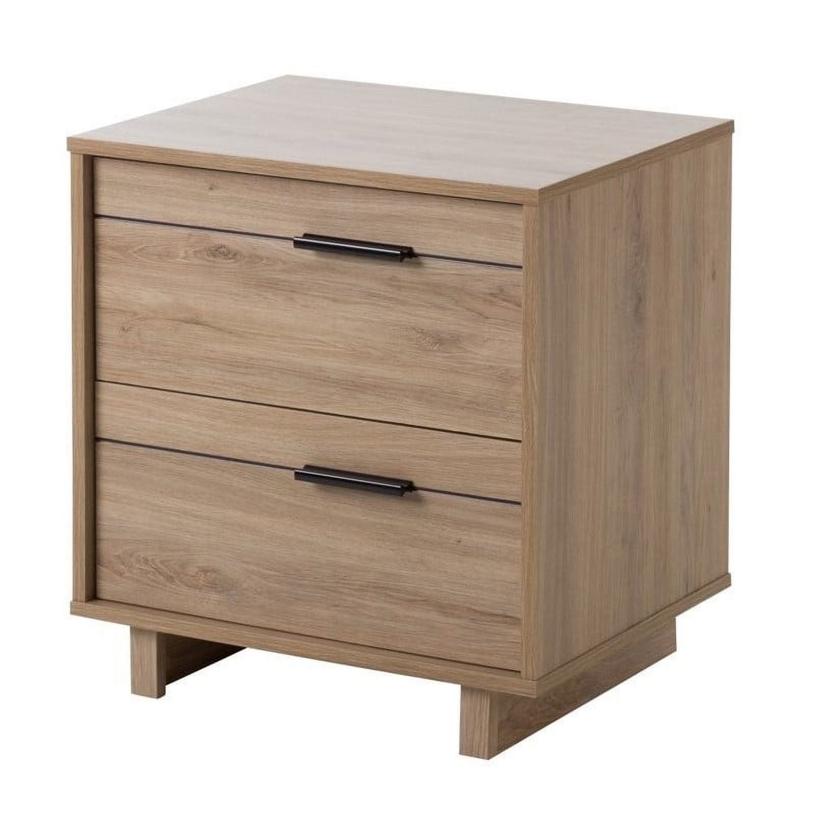 Pemberly Row Modern 2 Drawer Nightstand in Rustic Oak