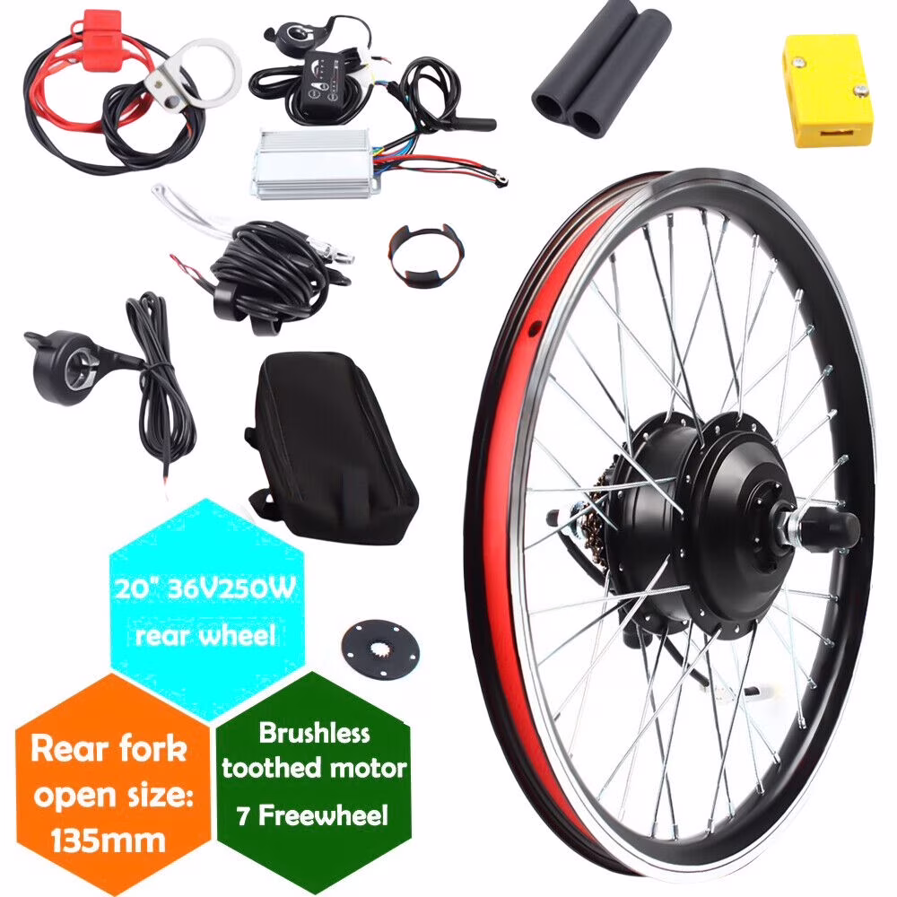 20 inch Electric Bicycle Rear Wheel 36V 250W E-Bike Hub Motor Conversion Kit