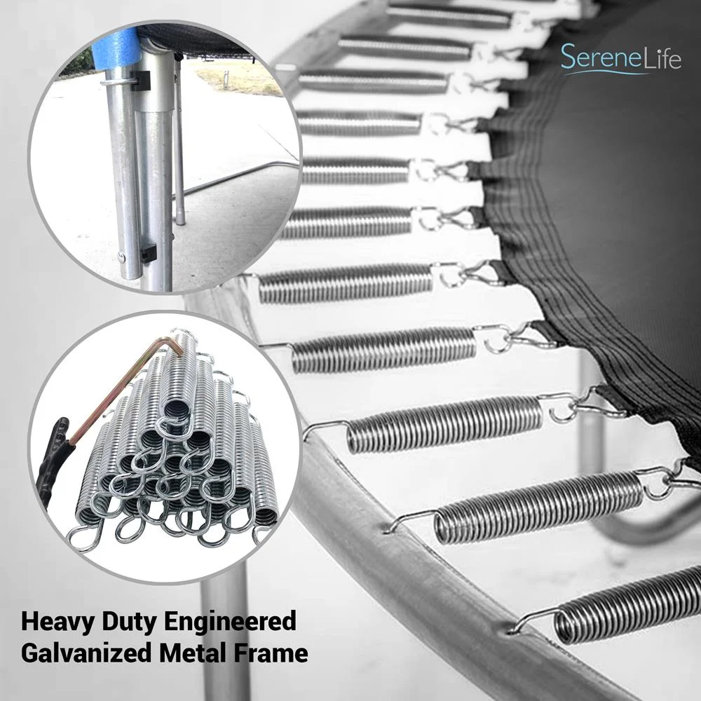 SereneLife ASTM Approved Trampoline W/ Net Enclosure Stable, Strong Kids & Adult Trampoline W/ Net