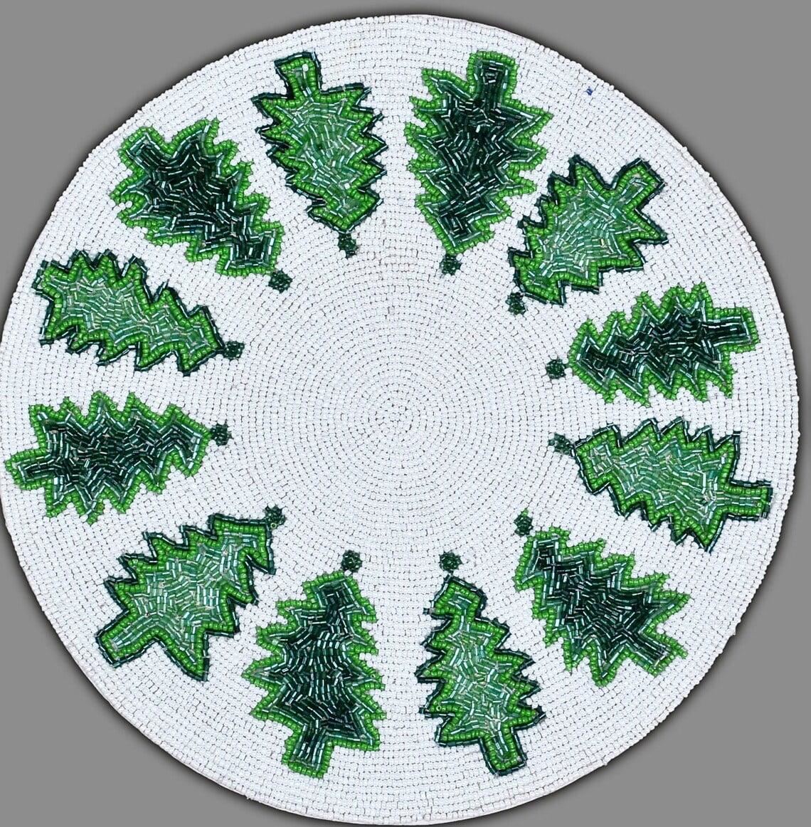 Set of 6 Handmade Placemats, Beaded Christmas Tablemats, Designer X-mass Tableware 13X13 Inch