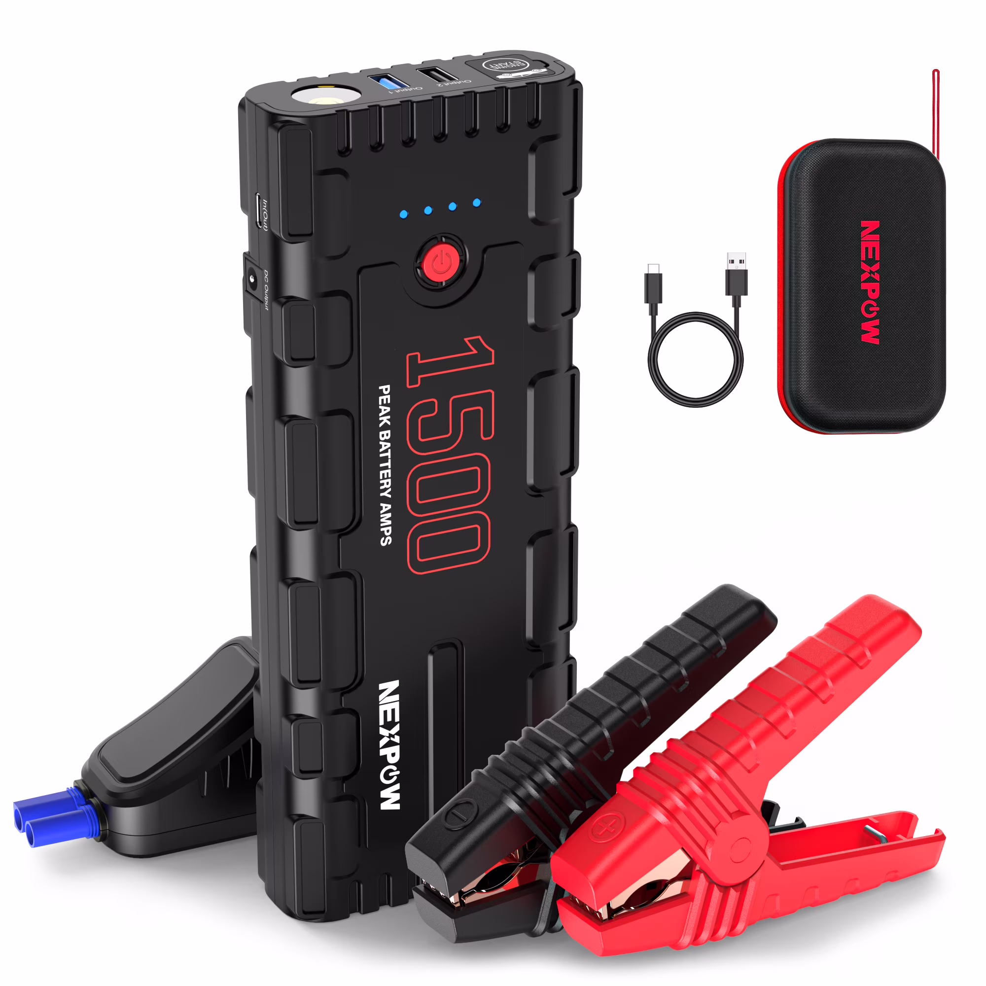 NEXPOW Car Jump Starter, 1500A Peak 21800mAh Portable Battery Jump Starter (up to 7.0L Gas or 5.5L Diesel Engine), 12V Jump Box with LED Light, Black