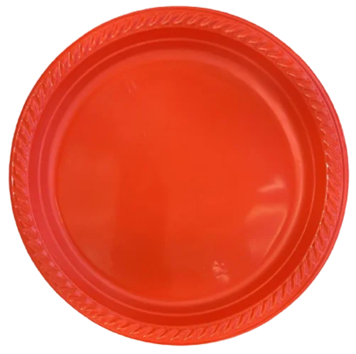 VeZee's Case Pack Deal for Resturants, Deli & all Parties & Occasions for Ideal 9 Inches Disposable Red Meal Plastic Plates Can Use in Microwave, 50Ct/Pack, 600Ct/Case
