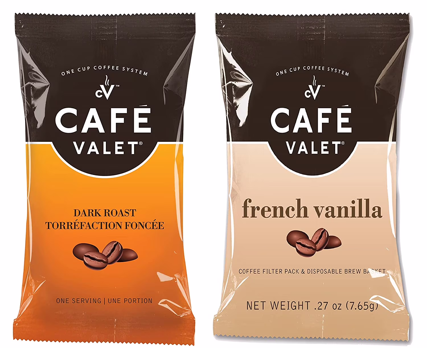 Cafe Valet Single Serve Individually Wrapped Coffee Packs, Regular Dark Roast and French Vanilla Flavor 100% Arabica Coffee, 168 Count…