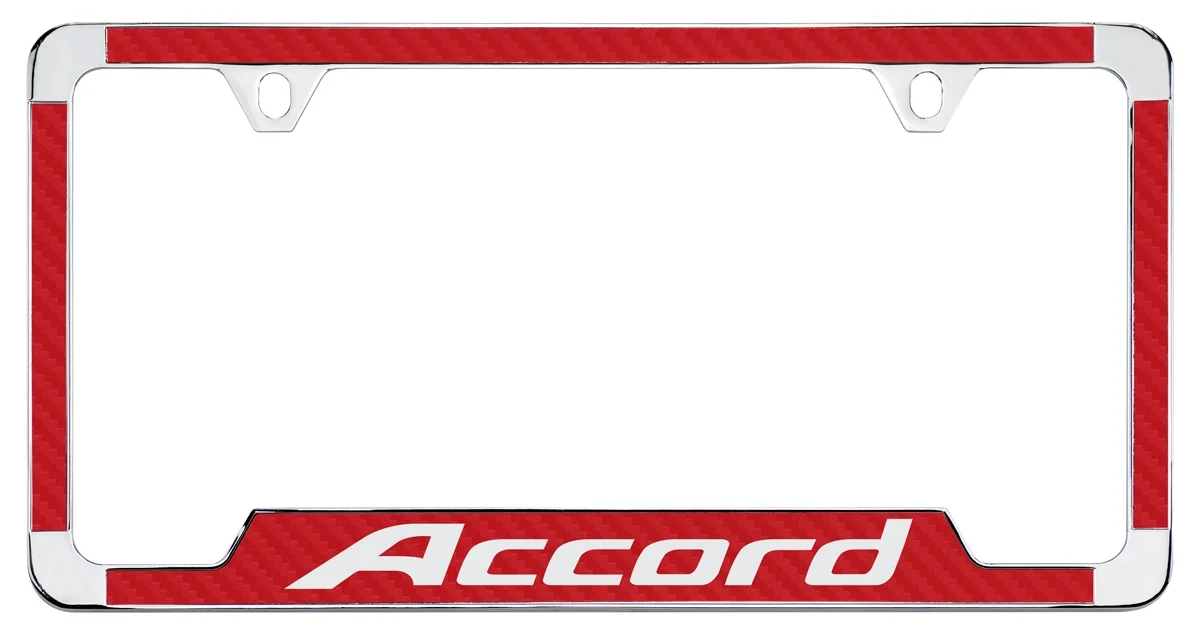 Honda Accord Red Simulated Carbon Fiber License Plate Frame Holder