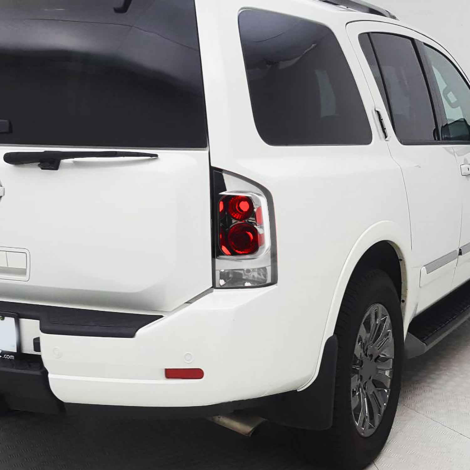 Spec-D Tuning Chrome Housing Clear Lens Tail Lights Compatible with 2005-2015 Nissan Armada, Left + Right Pair Assembly