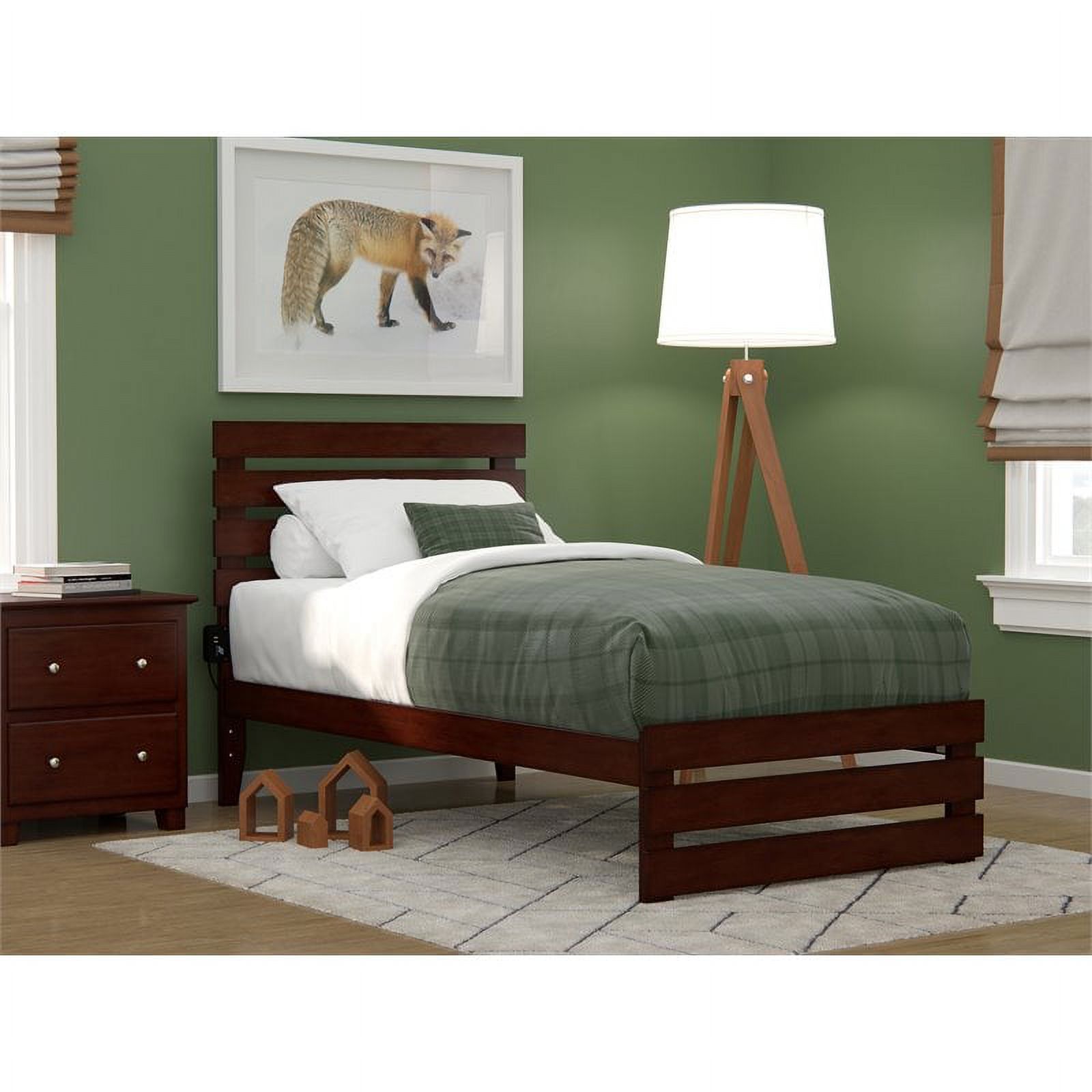 Bowery Hill Modern Solid Wood Twin Bed with Footboard in Walnut