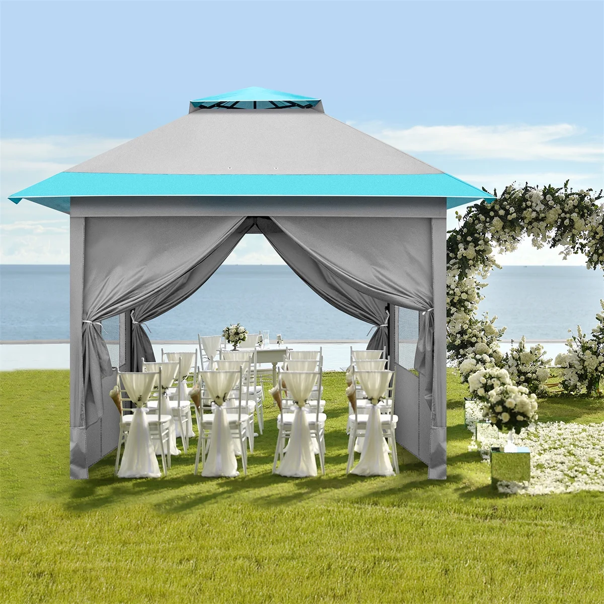 10 Ft. W x 10 Ft. D Metal Patio Gazebo Tent With Carry Bag