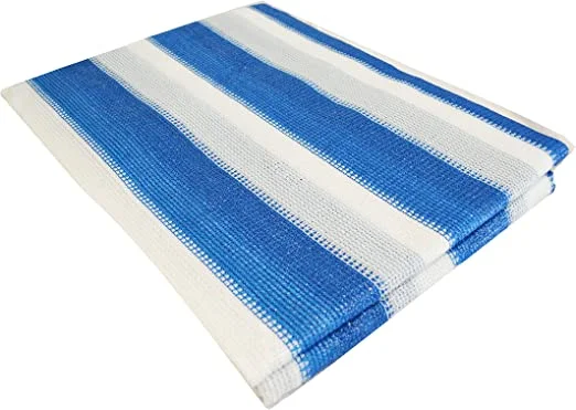 Blue and White Stripe Outdoor Shade Net Shade Panel Koi Pond Screen Mesh Tarp (Multi-Purpose Tarps) (12'x20')
