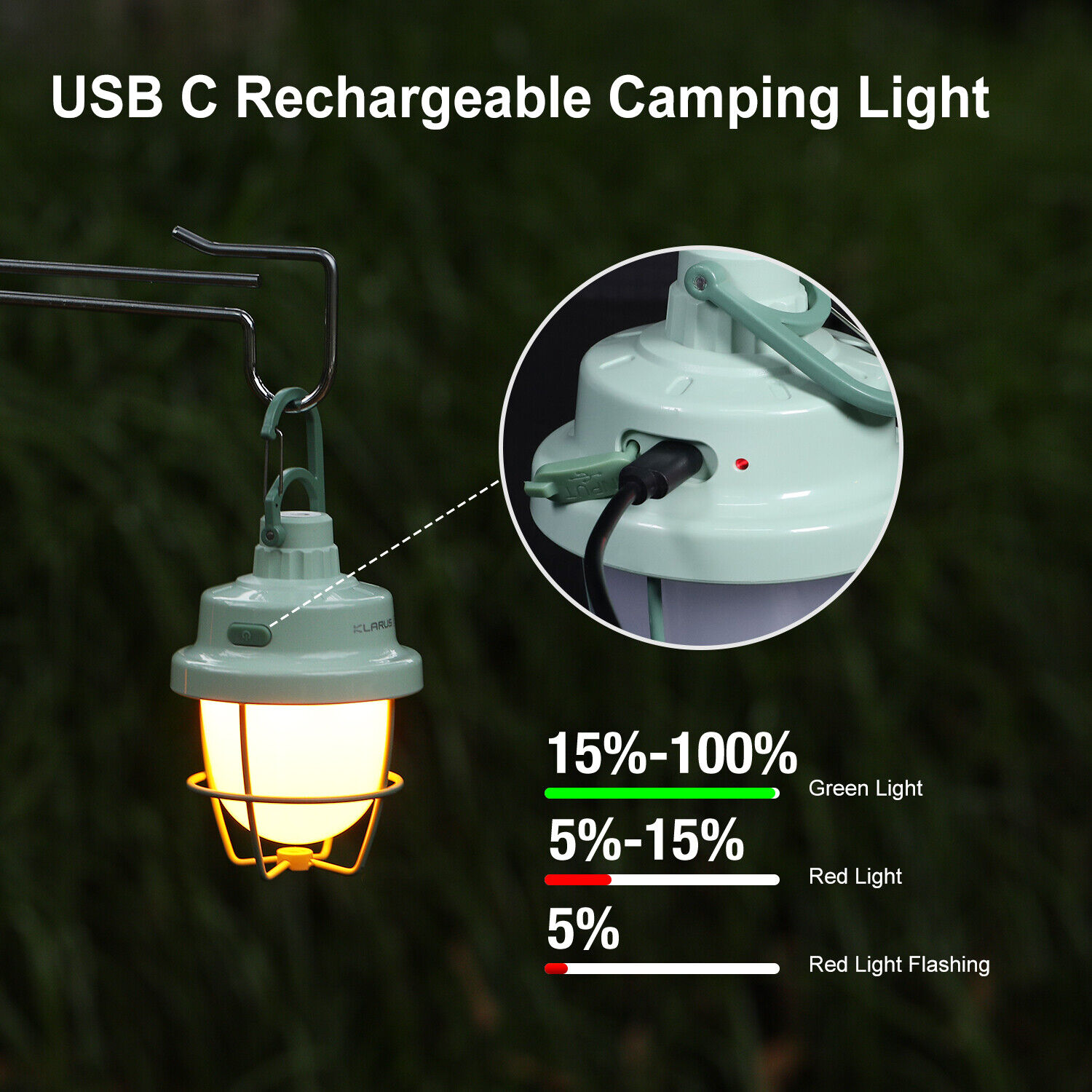 KLARUS CL3 Mini Pinecone Hanging Camping Light Magnetic Base with Sleep Aid Mode,GREEN