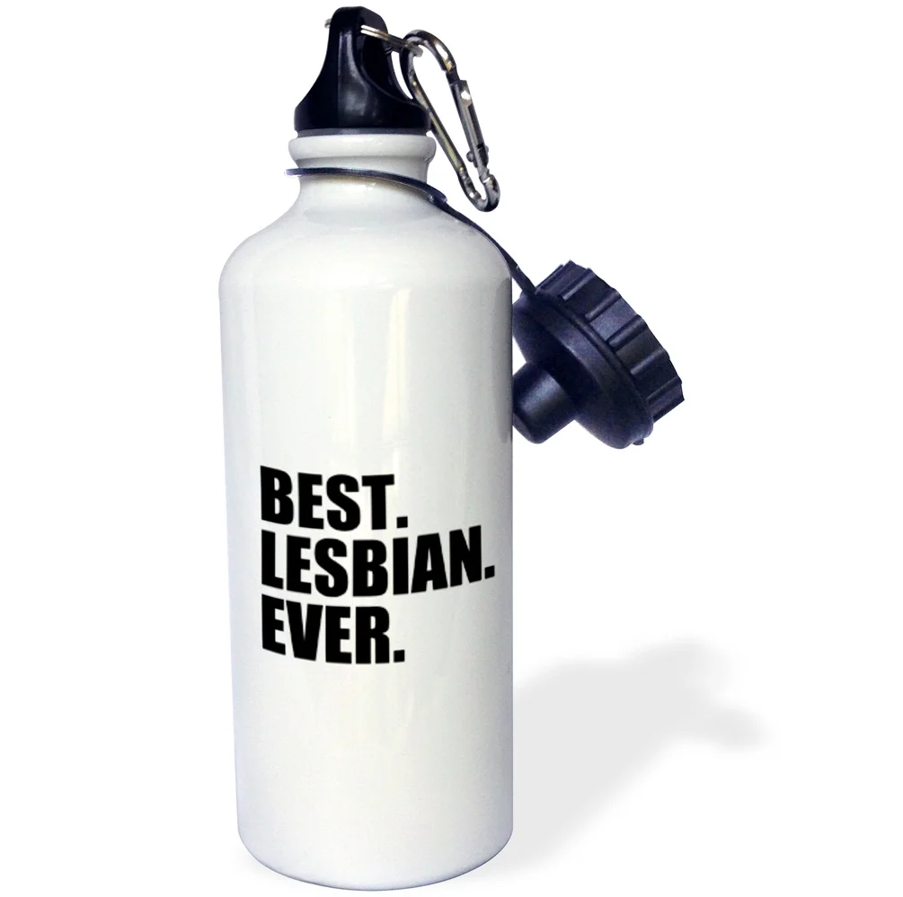 Best Lesbian Ever - Fun humorous gay pride - Gifts for her - black text 21 oz Sports Water Bottle wb-203248-1