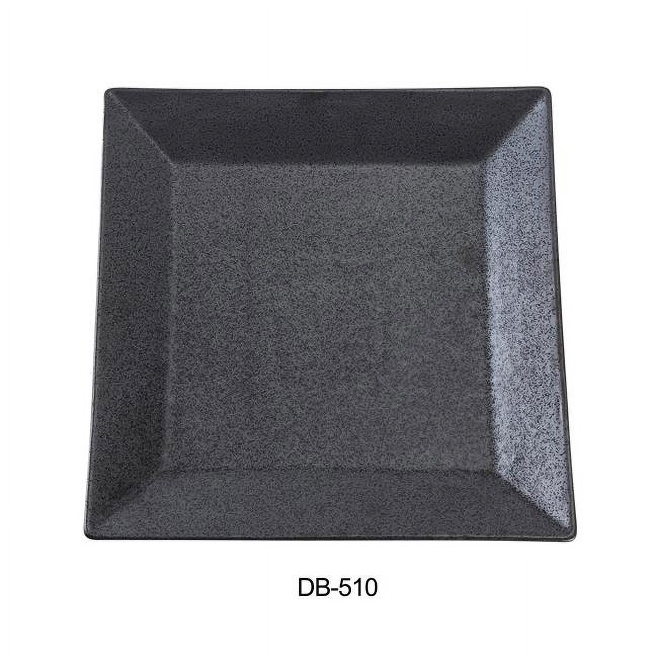 Yanco DB-510 10 in. Diamond Black Collection Square Plate, Matte Glaze - Pack of 24
