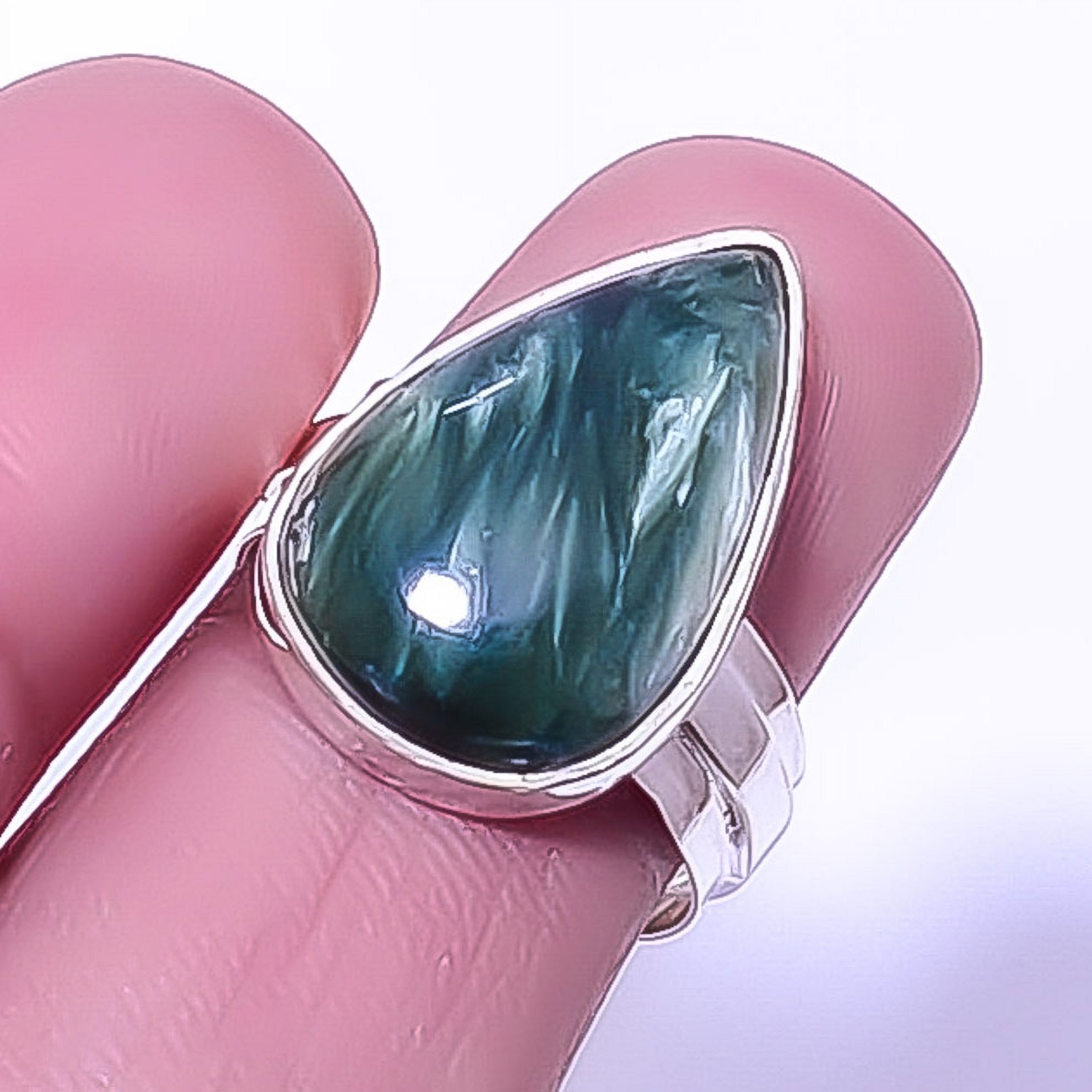 Seraphinite - Russia Handmade 925 Silver Plated Ring s.7.5 R6067-49, Valentine's Day Gift, Birthday Gift, Beautiful Jewelry For Woman & Girls