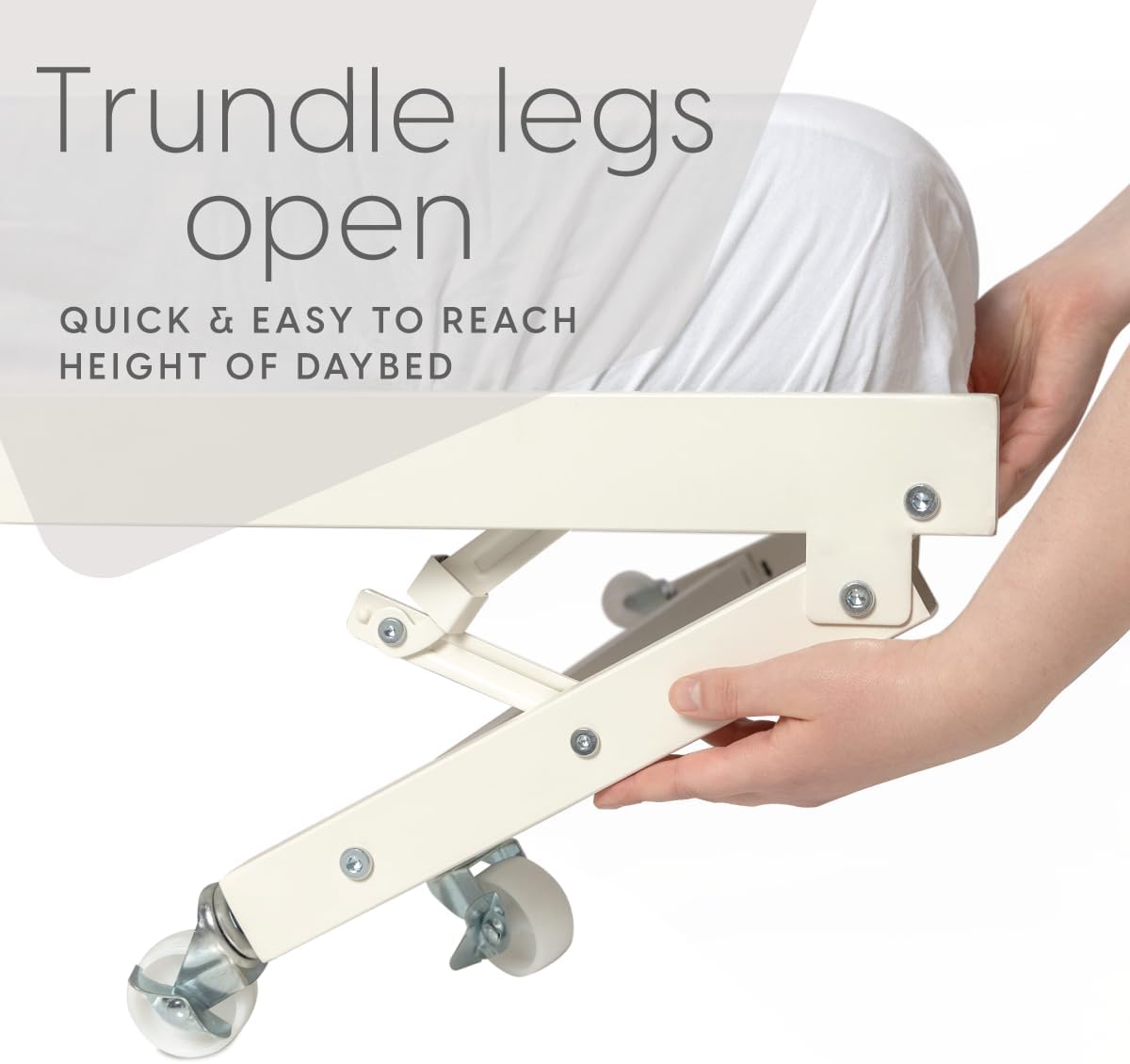 Twin Daybed and Fold- Up Trundle Set, Frame - Mattresses Sold Separately (White)