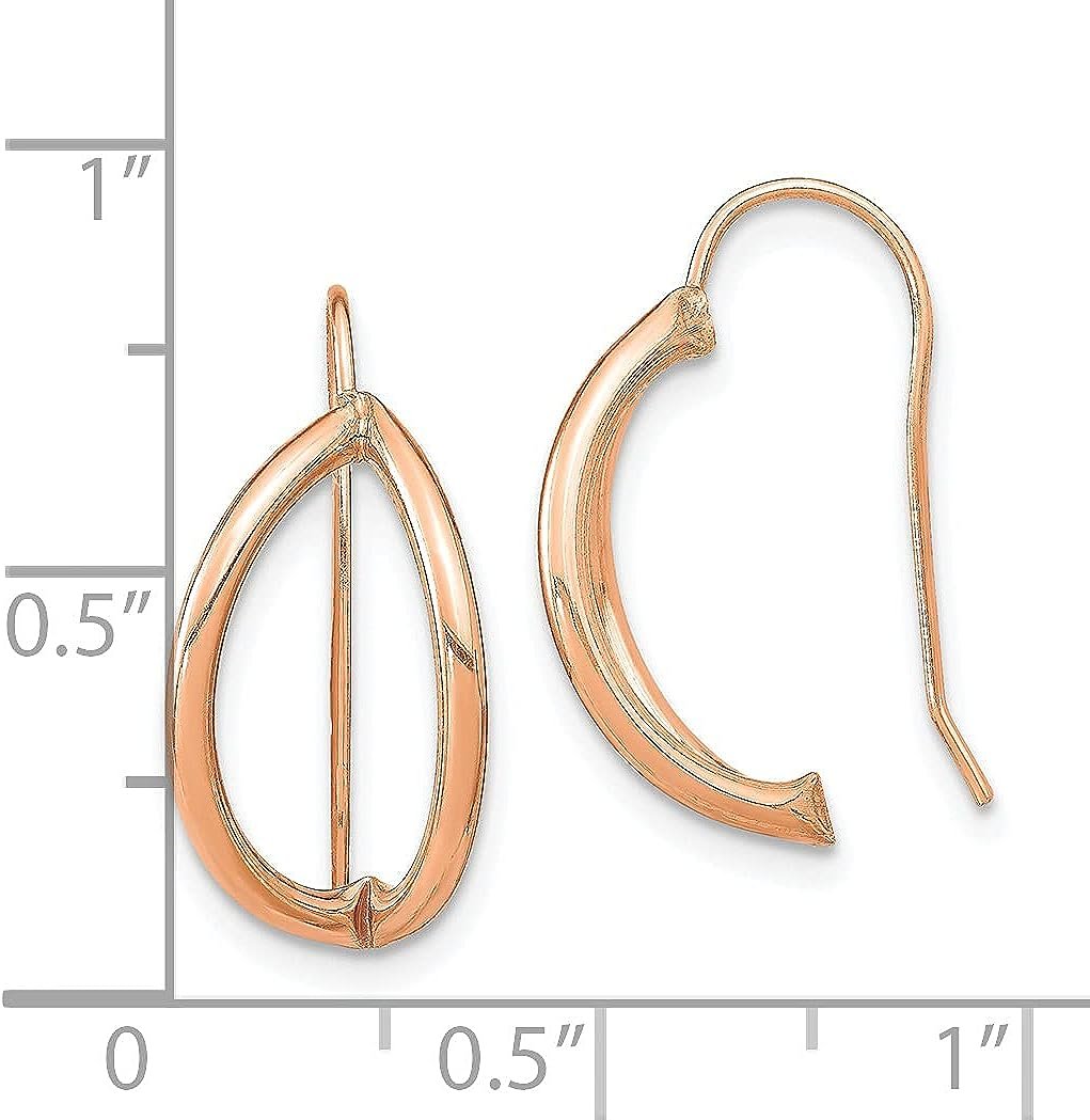 14k Rose Gold Half Circle Wire French Wire Earrings - 17mm