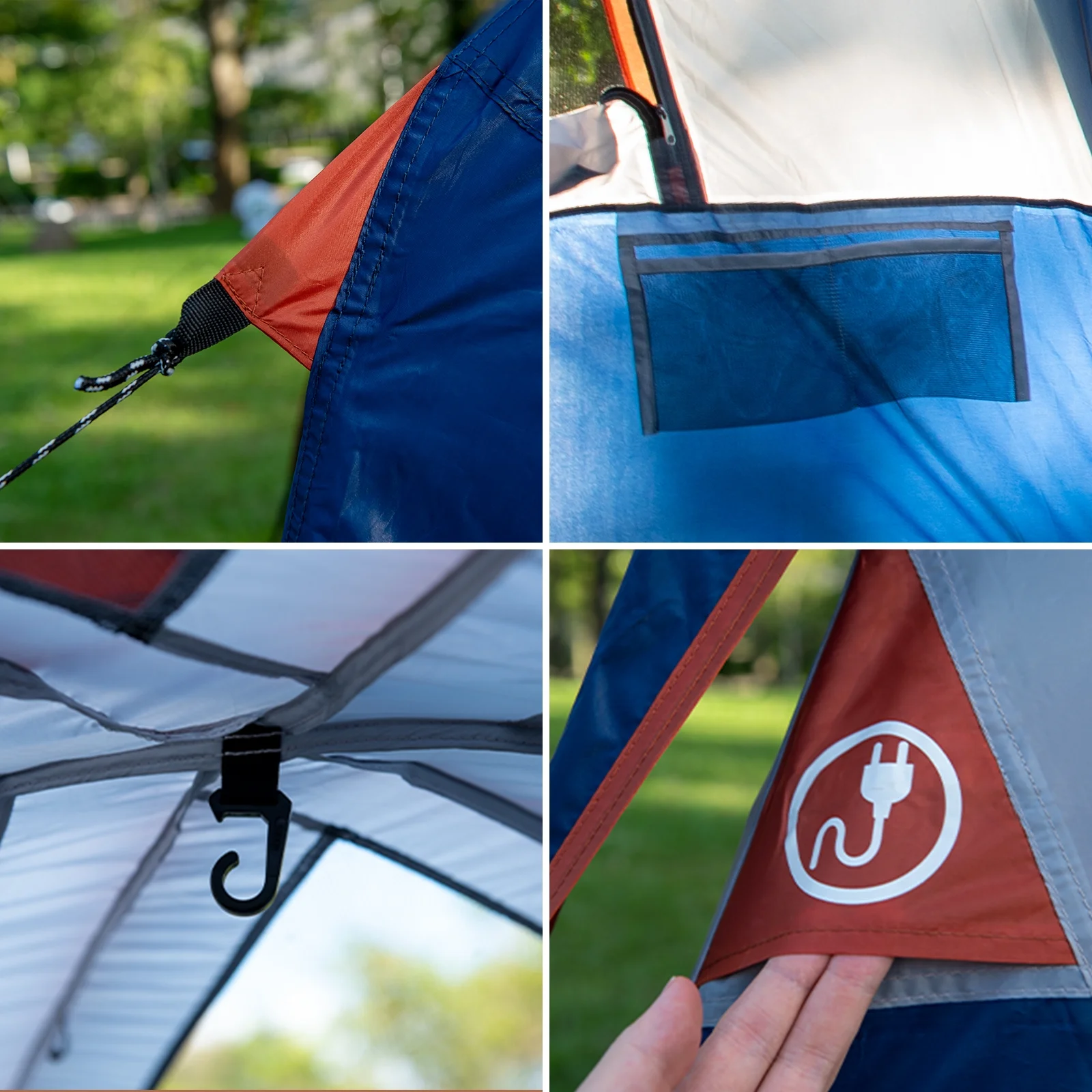 CAMPROS 9 Person Camping Tent, Easy Set up Waterproof Tent, Room Divider, Blue