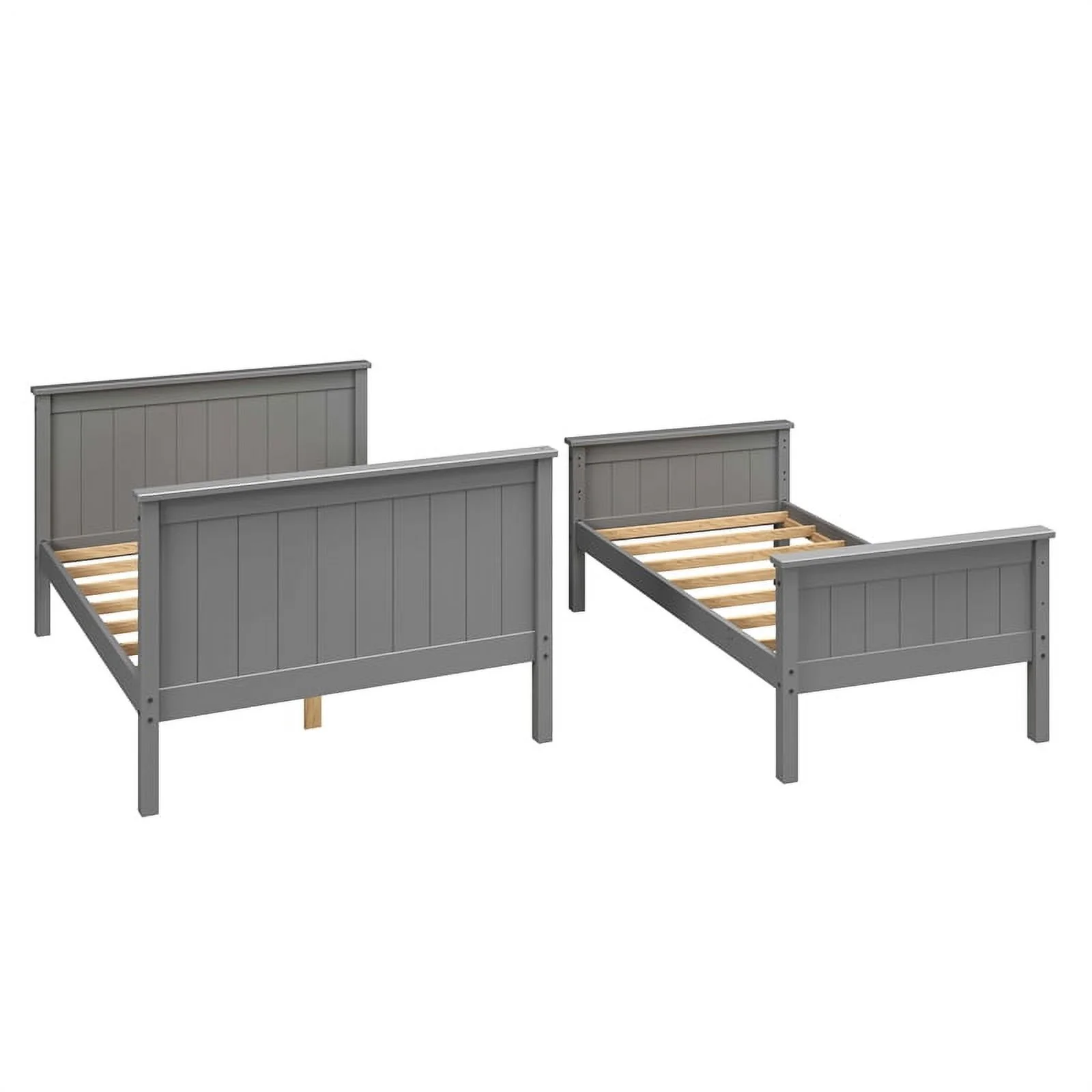 Linon Tilda Wood Twin over Full Bunk Bed in Gray