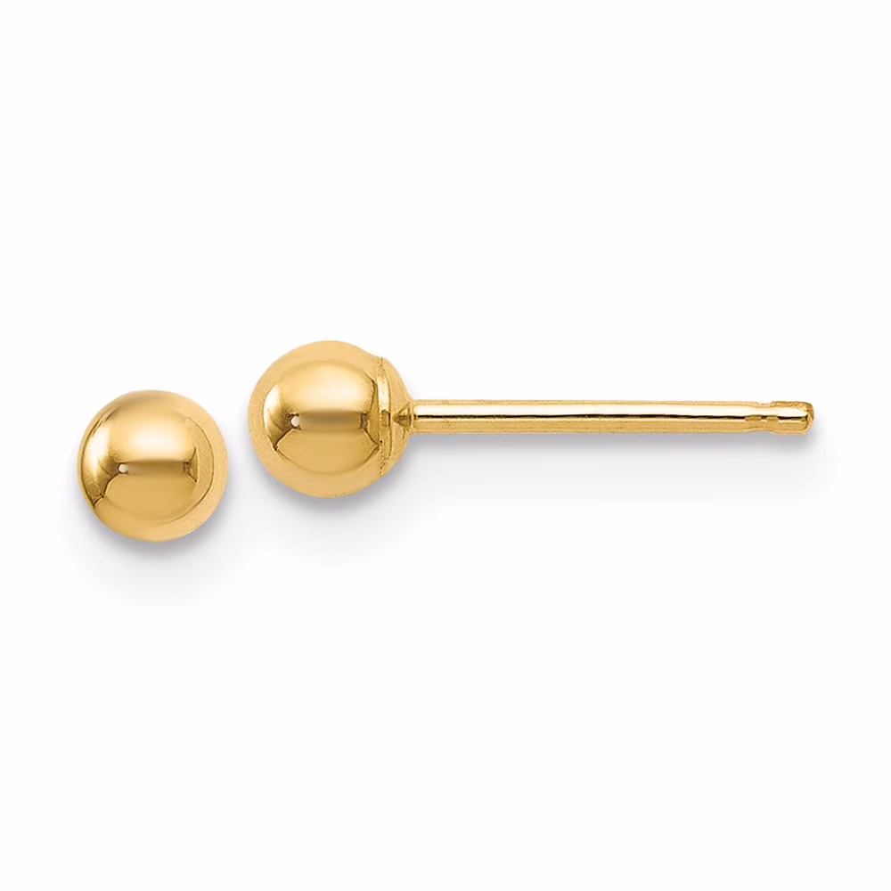 Auriga 14k Yellow Gold 3mm Ball Stud Earrings for Women