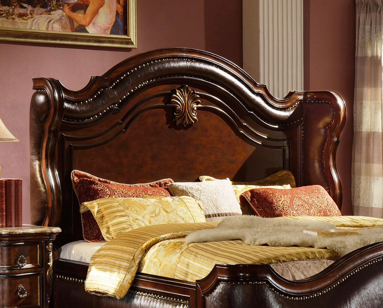 Traditional Imperial Cherry Bonded Leather Queen Bed B3000-Q Mcferran