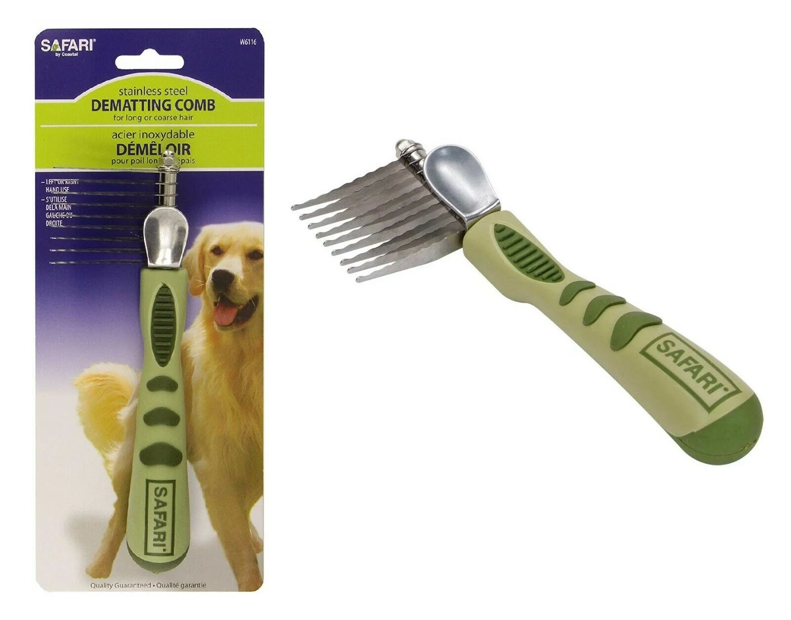 9 Blade Dematting Comb Dog & Cat Undercoat Pet Shedding Green Pro Grooming Tool