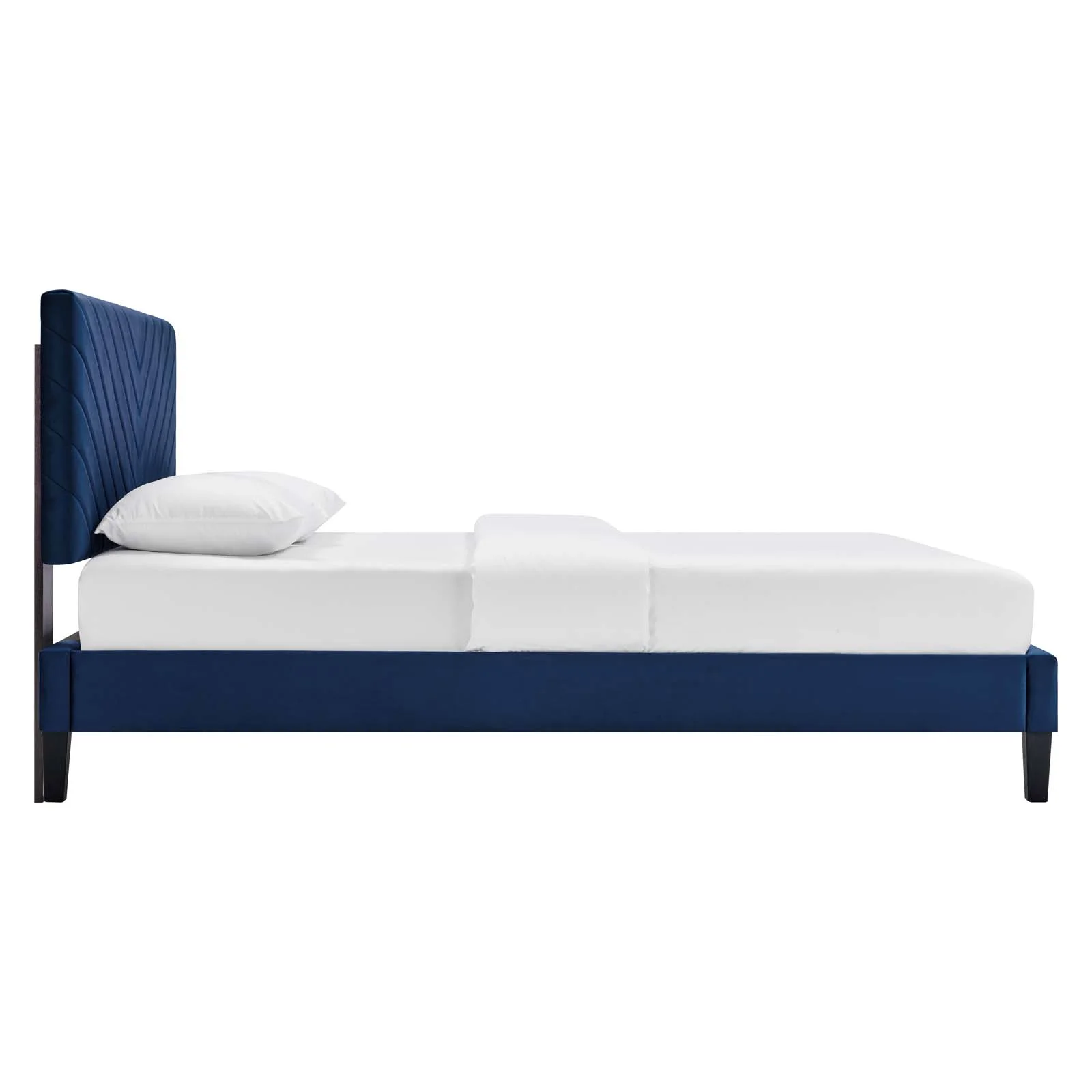 Modway Roxanne Modern Performance Velvet Twin Platform Bed in Navy