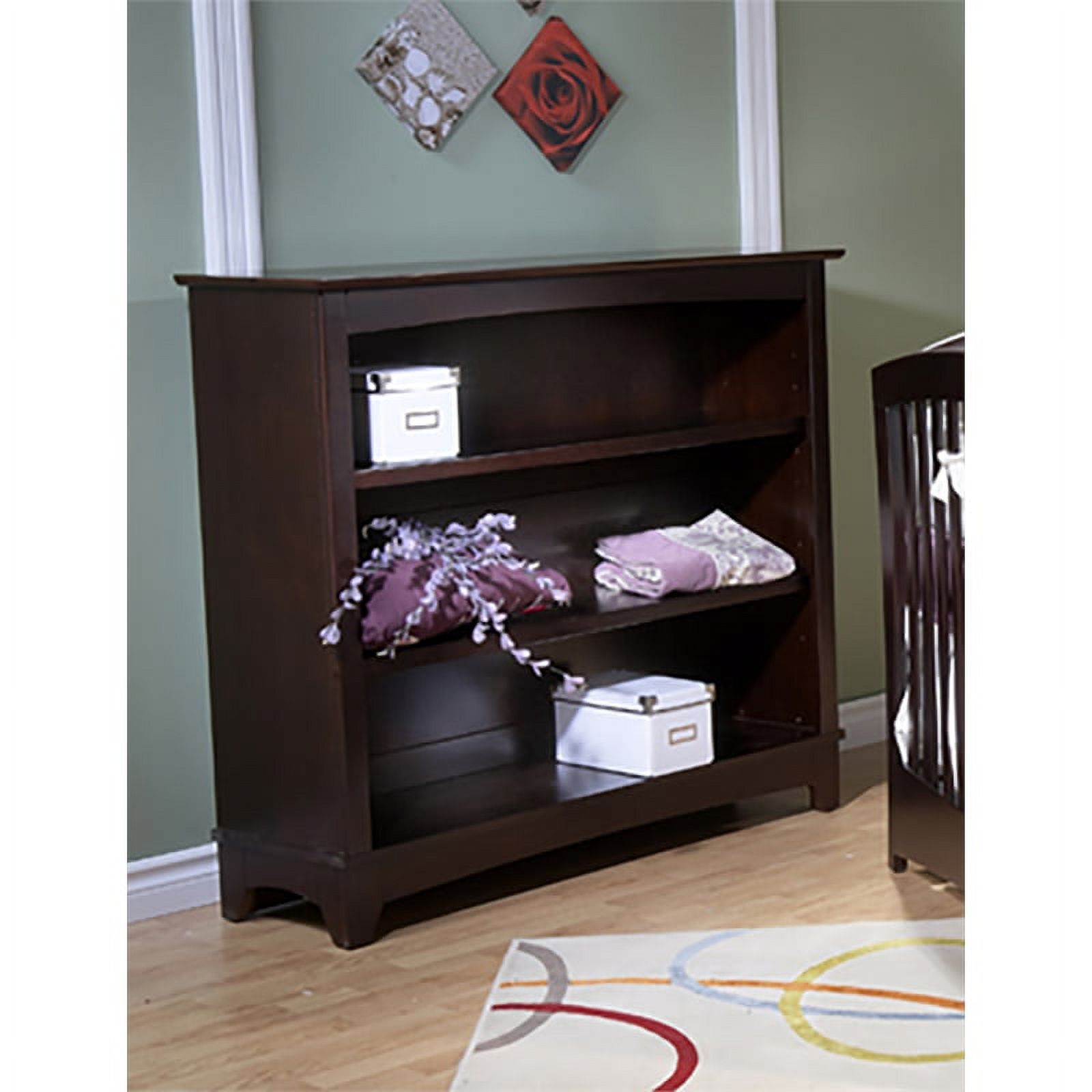 Home Square 2-Piece Set with Double Dresser and Bookcase Hutch in Brown