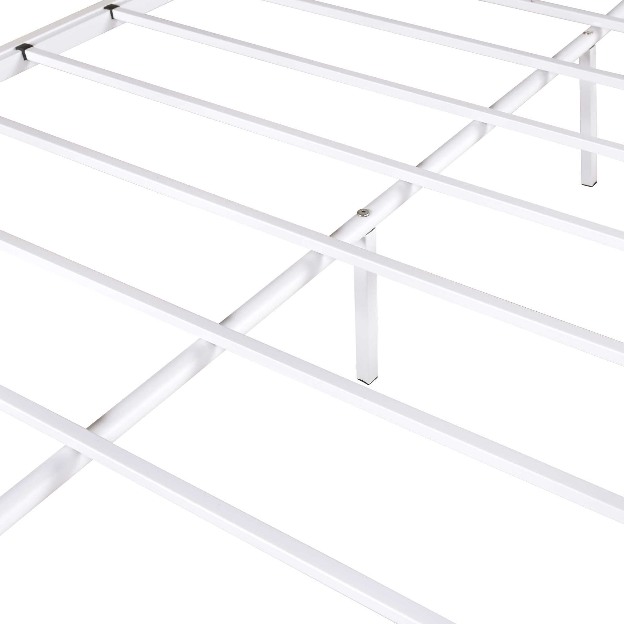 Twin-Over-Full Metal Bunk Bed, Easy Assembly, Enhanced Upper-Level Guardrail, White, Heavy Duty