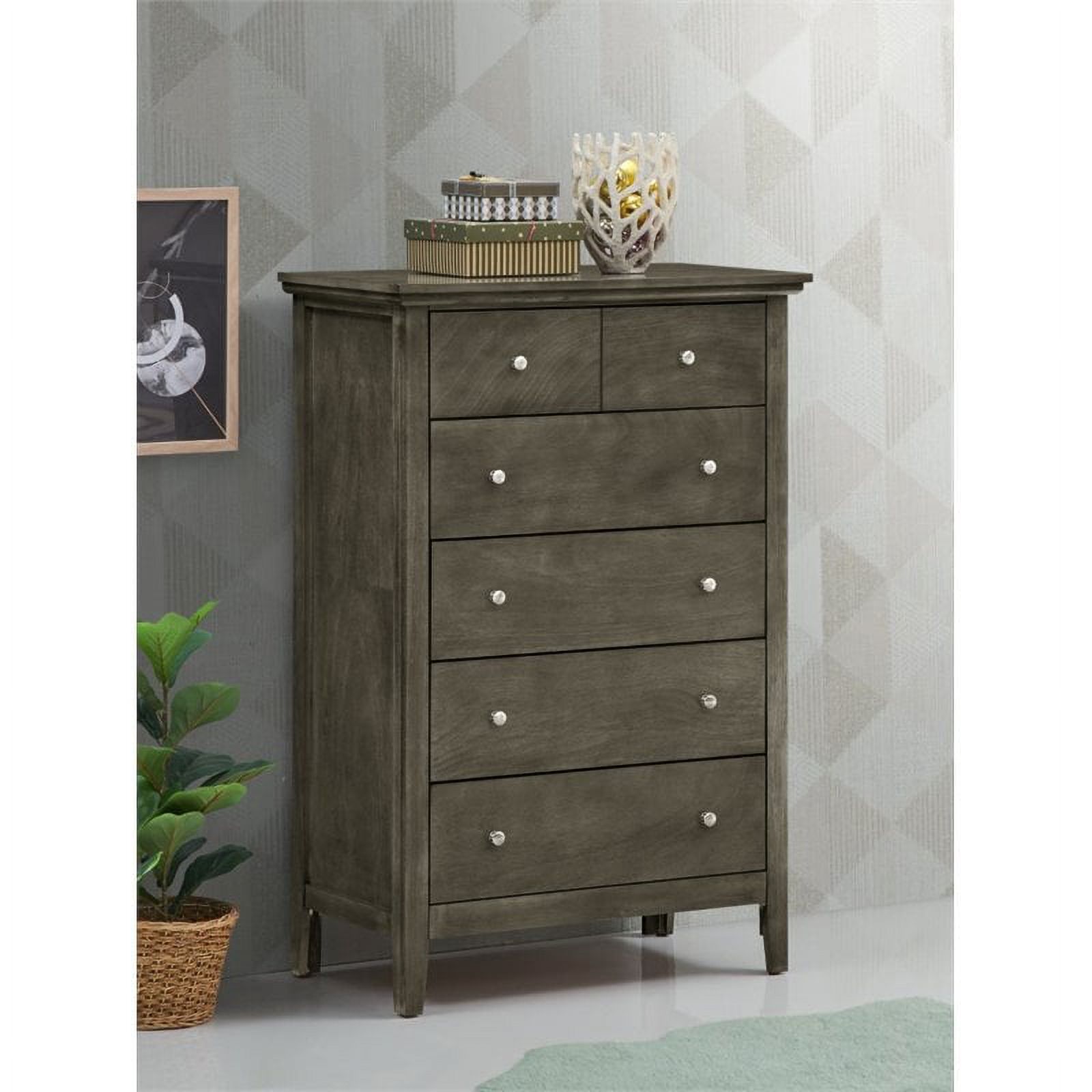 Home Square 3-Piece Set with Queen Bed 5-Drawer Chest and Nightstand in Gray